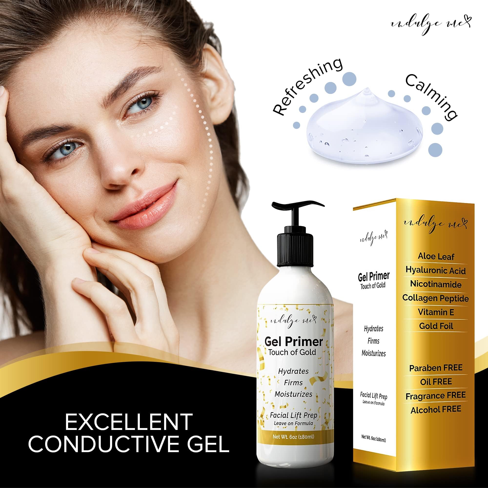 Brillo dorado del Gel ConductivoIndulgeMe aporta luminosidad suave