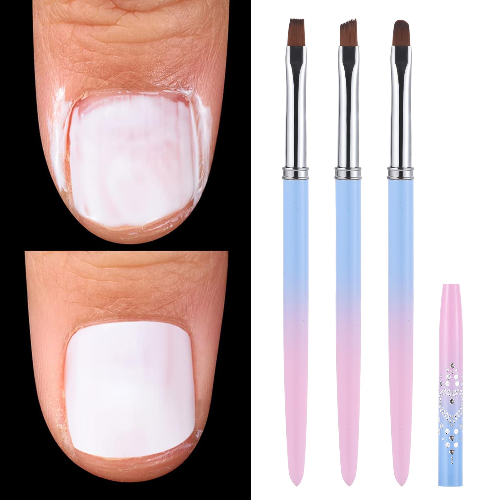 INENK cepillo limpieza uñas redondo para eliminar exceso de esmalte en cutículas