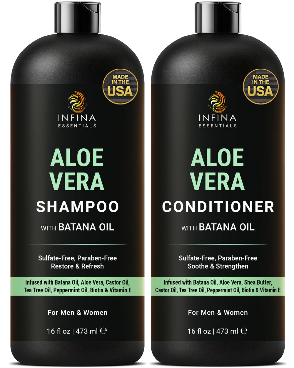 INFINA ESSENTIALS Champú de Aloe: botella vertido, hidratación suave para cuero cabelludo