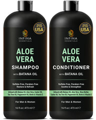 INFINA ESSENTIALS Champú de Aloe: botella vertido, hidratación suave para cuero cabelludo