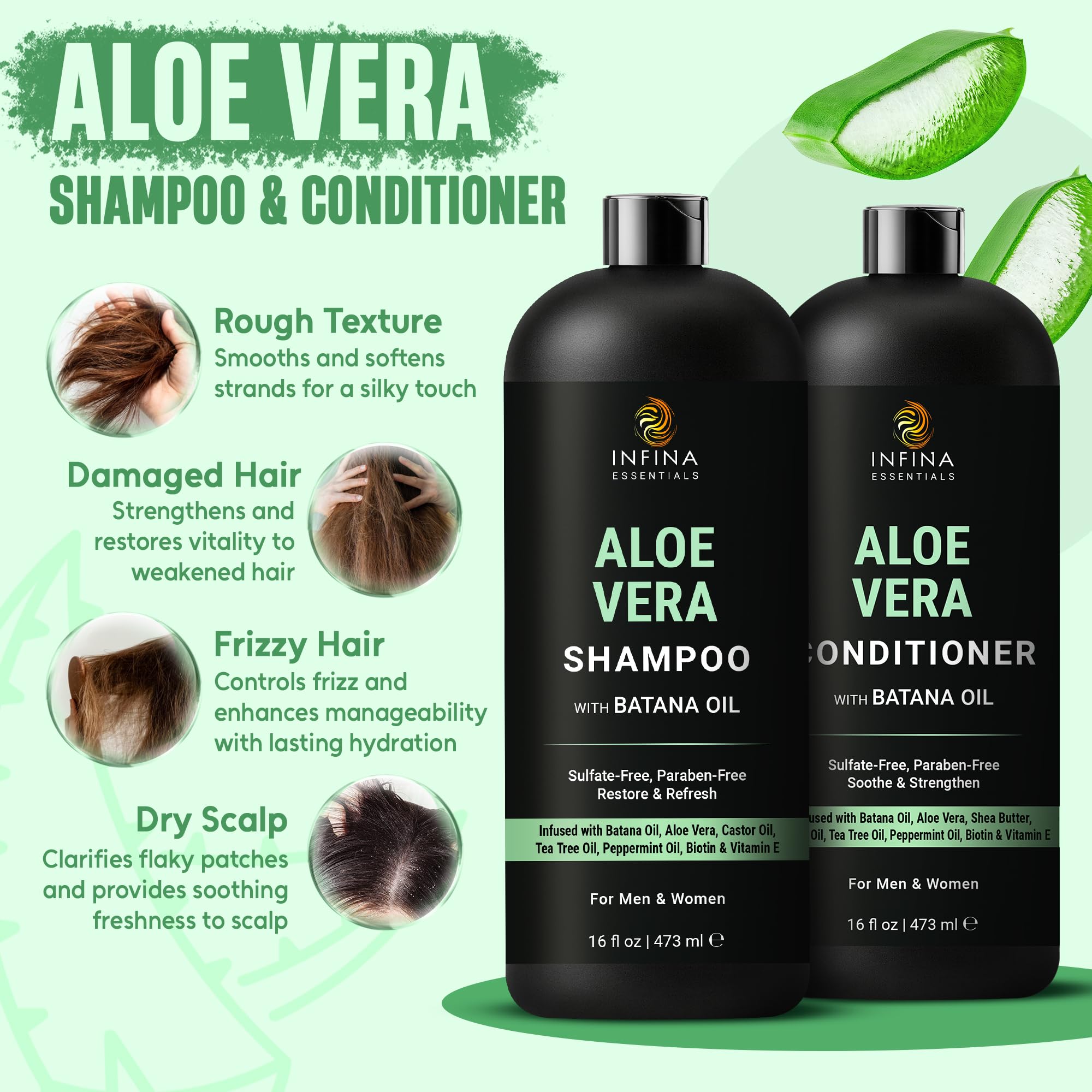 INFINA ESSENTIALS Champú de Aloe: espuma visible, limpieza suave para cabello sensible