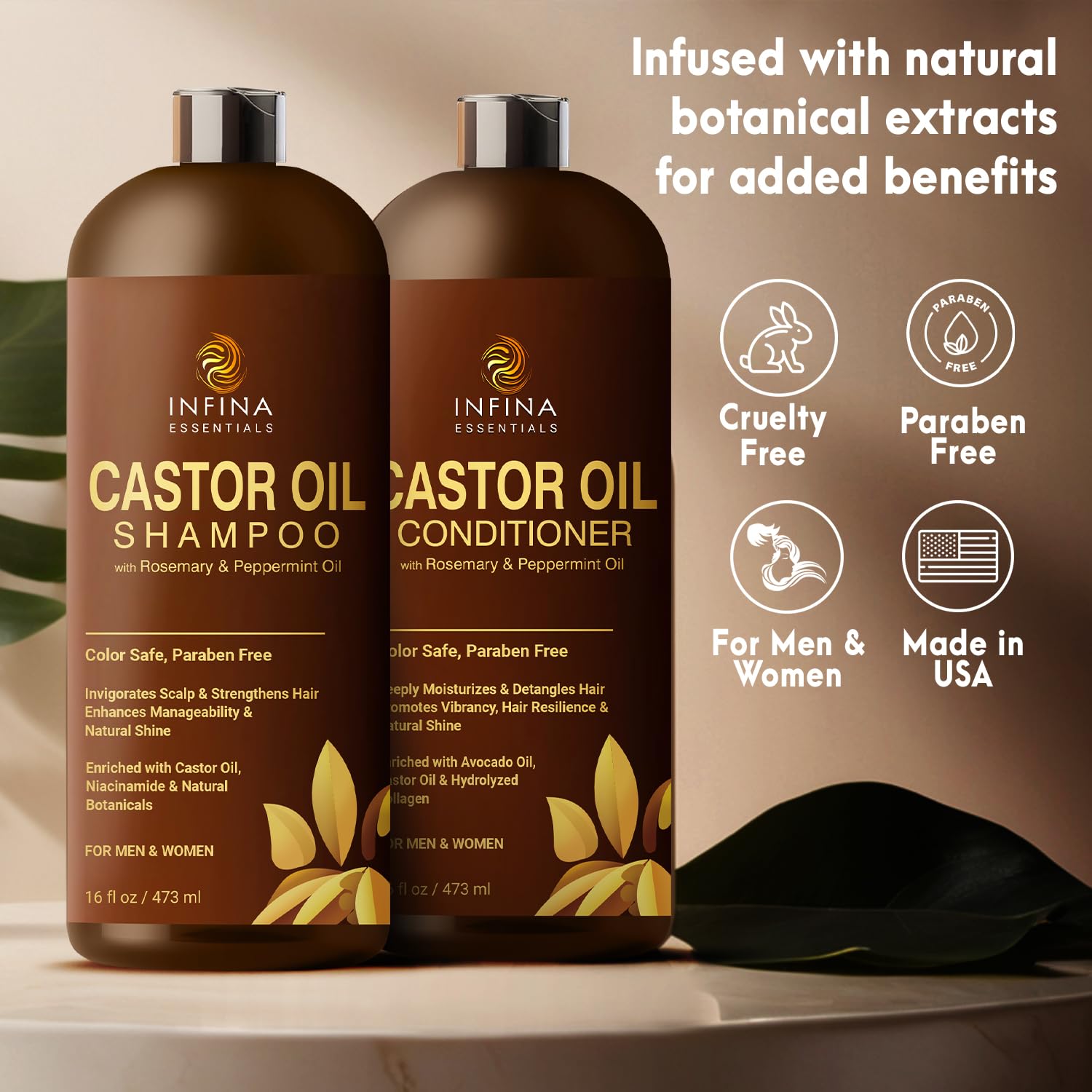 Infina Essentials cabello tras lavado, brillo natural y sensación fresca.
