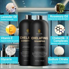 Infina Essentials Champú Quelante detalle de textura suave para eliminar minerales.