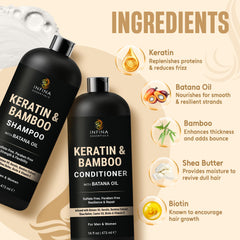 INFINA ESSENTIALS Extracto de Bambú, botella, brillo natural y protección