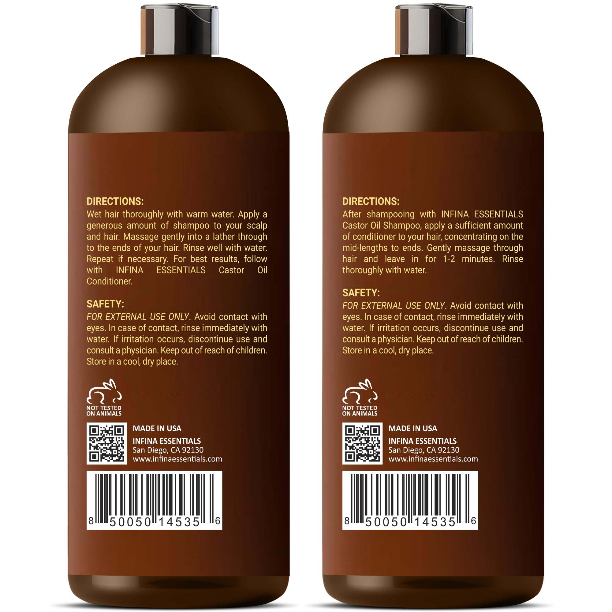 Infina Essentials libre de químicos agresivos cuida el cabello con suavidad.