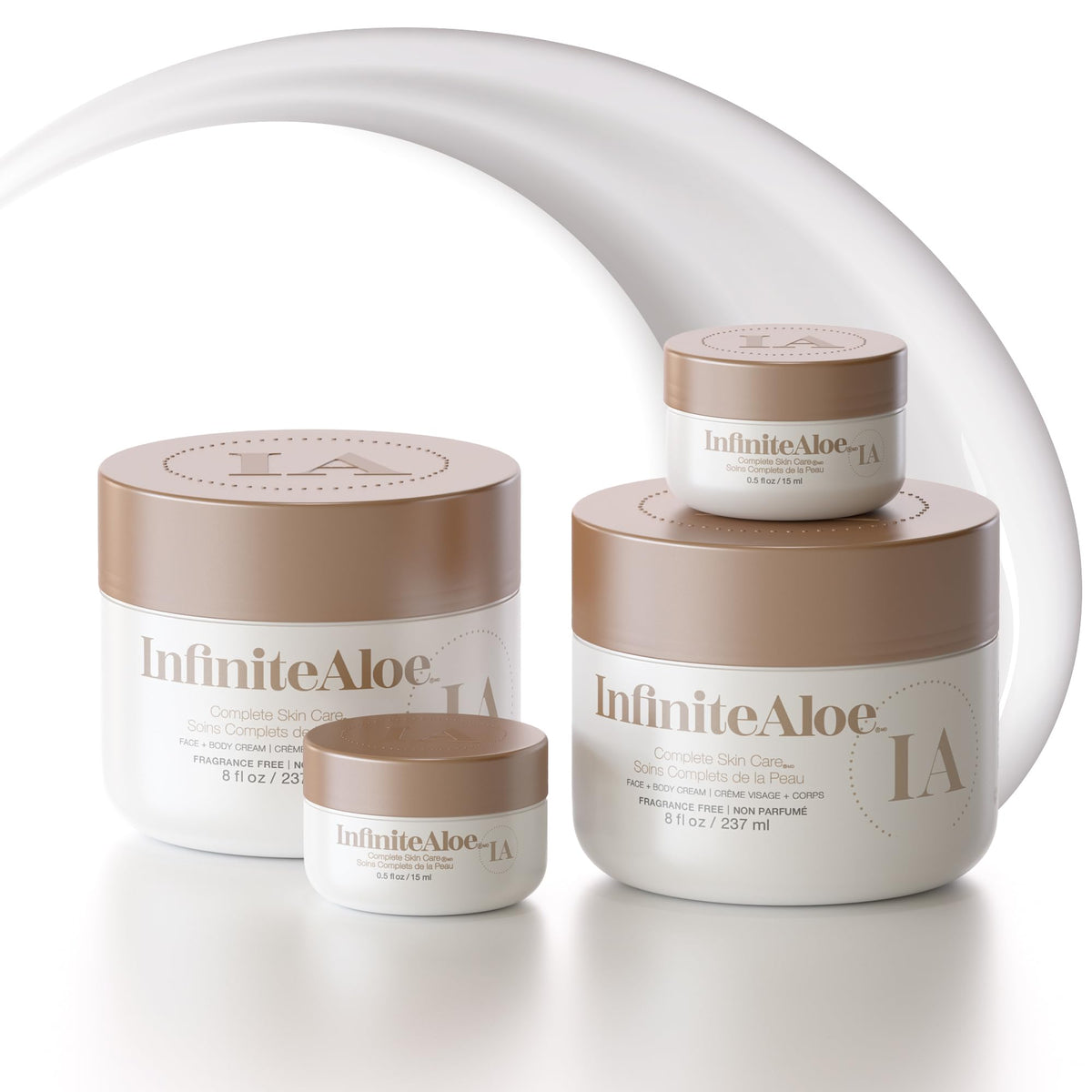 InfiniteAloe: bote de crema facial y corporal para hidratación profunda y duradera.