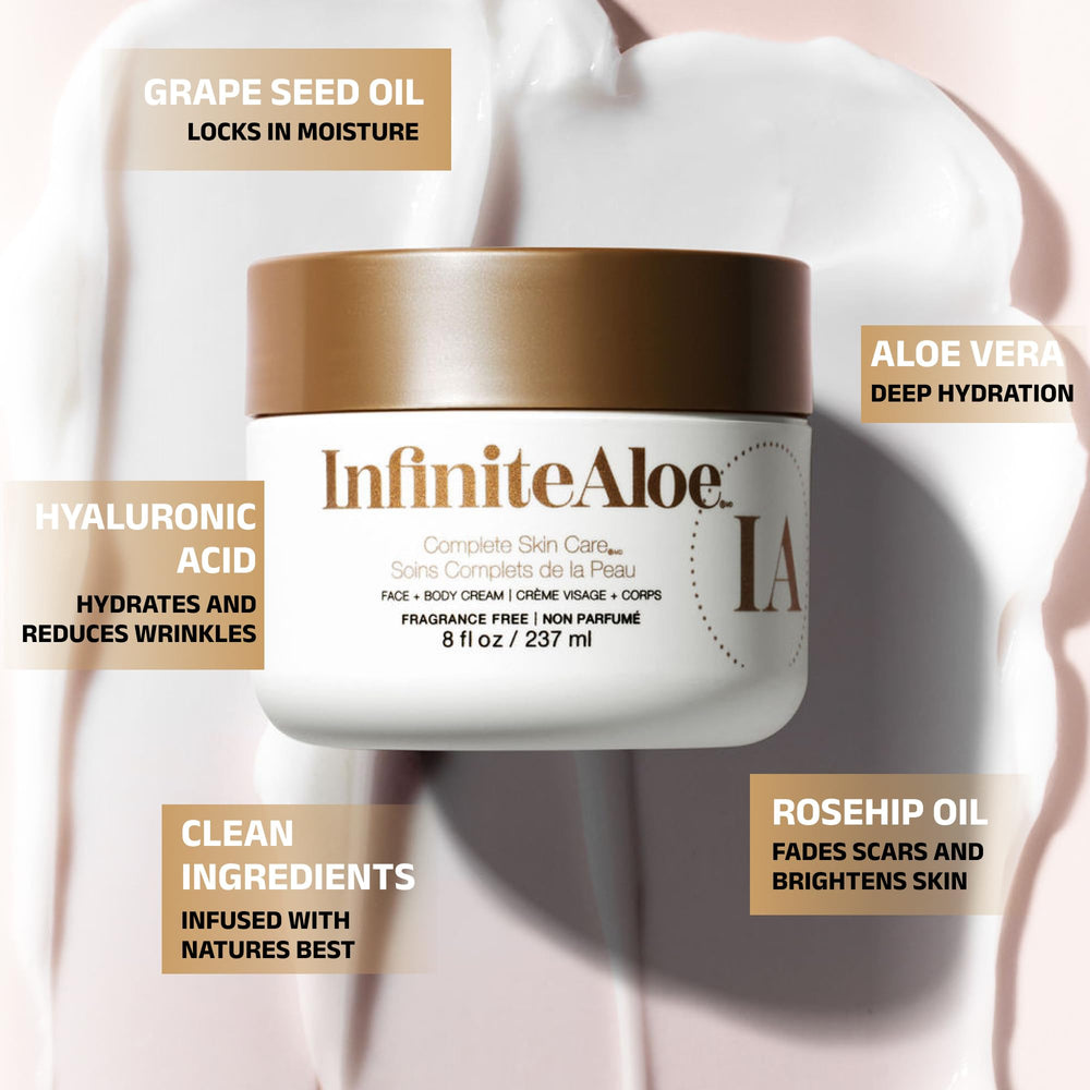 InfiniteAloe: textura cremosa visible al aplicar para suavidad instantánea.