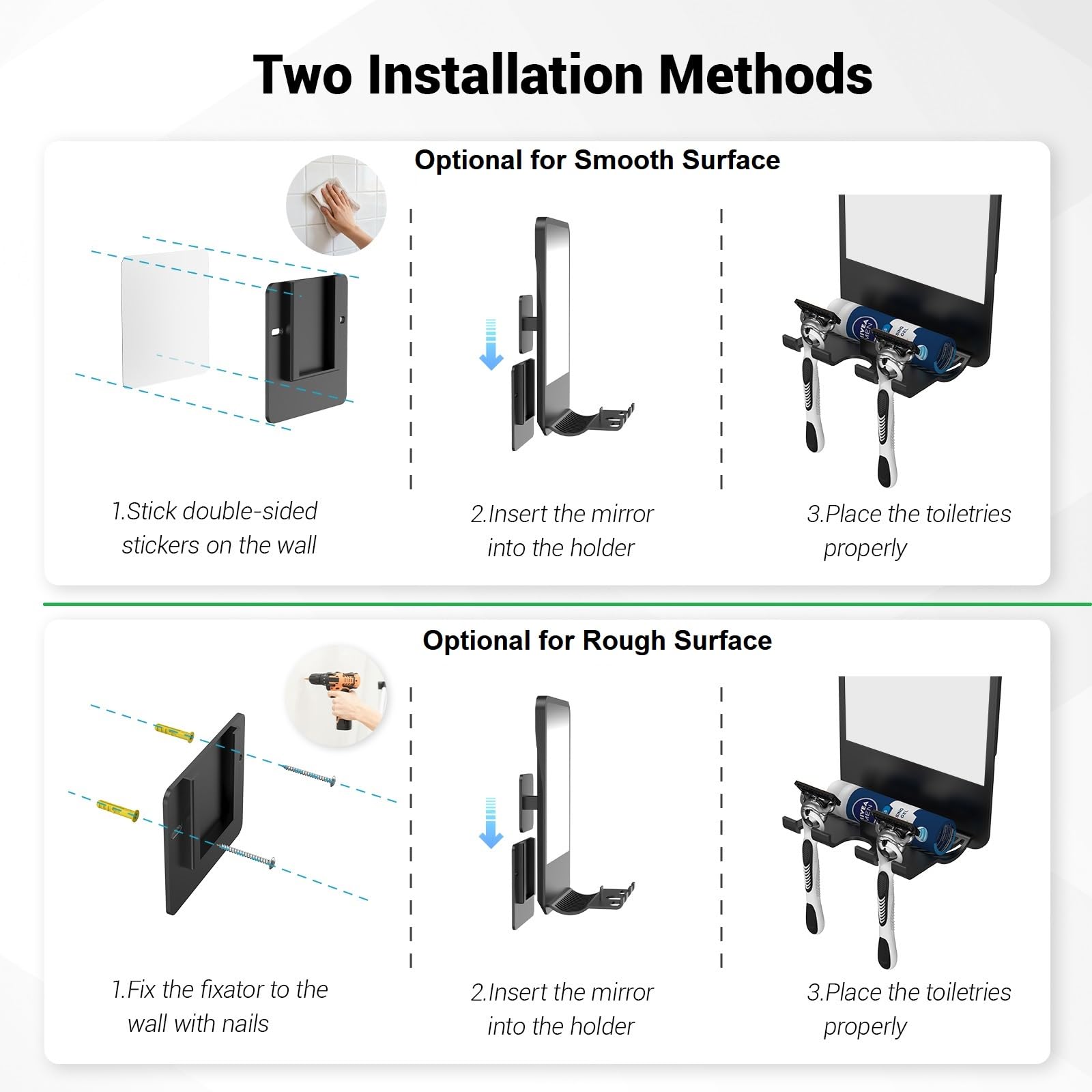 Infitrans Instalación adhesiva para superficies lisas como vidrio y azulejos.