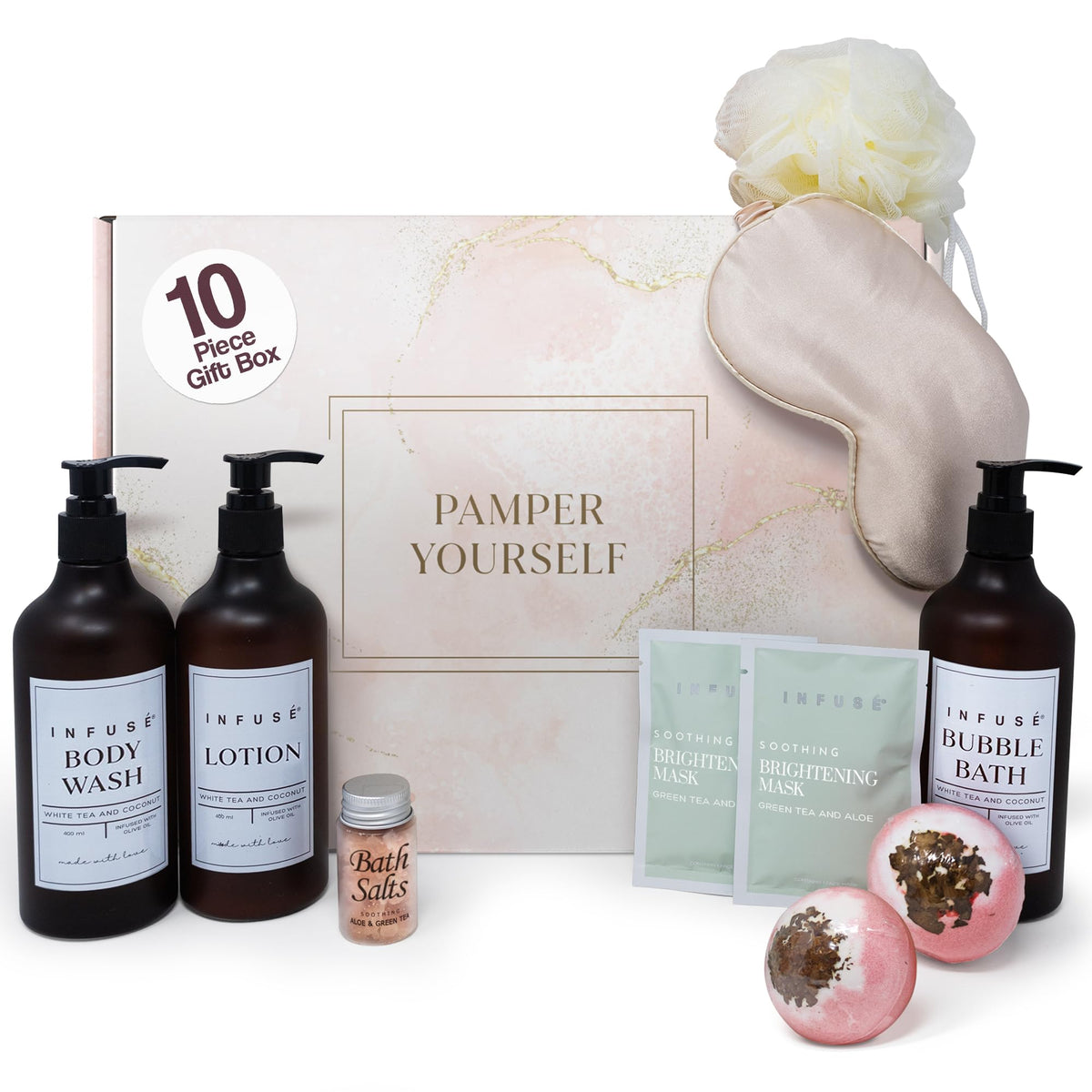 INFUSÉ caja spa regalo 10 piezas, lista para sorprender y regalar relajación.