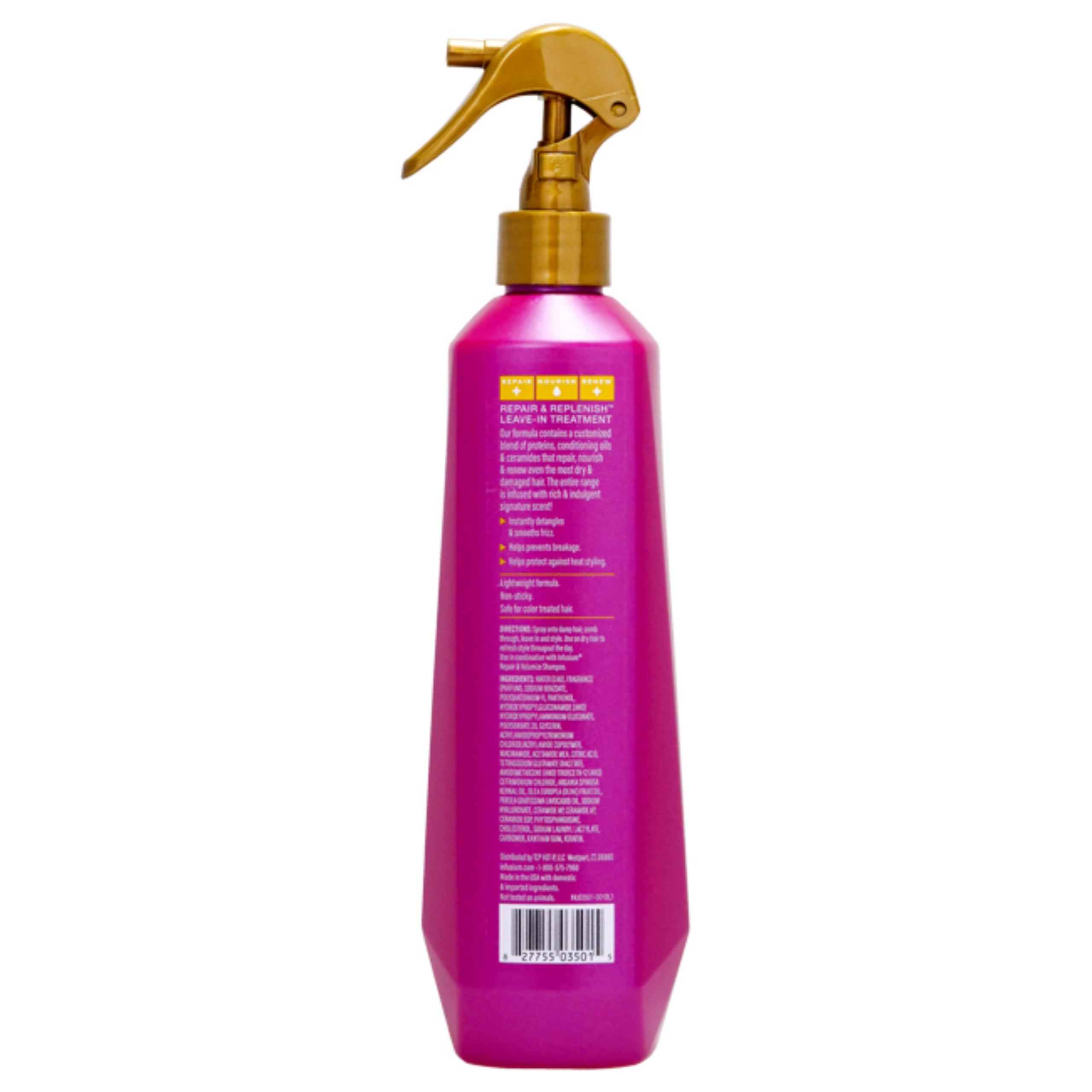 Infusium Reparación y Reposición: spray ceramidas-argan para volumen y protección del calor.