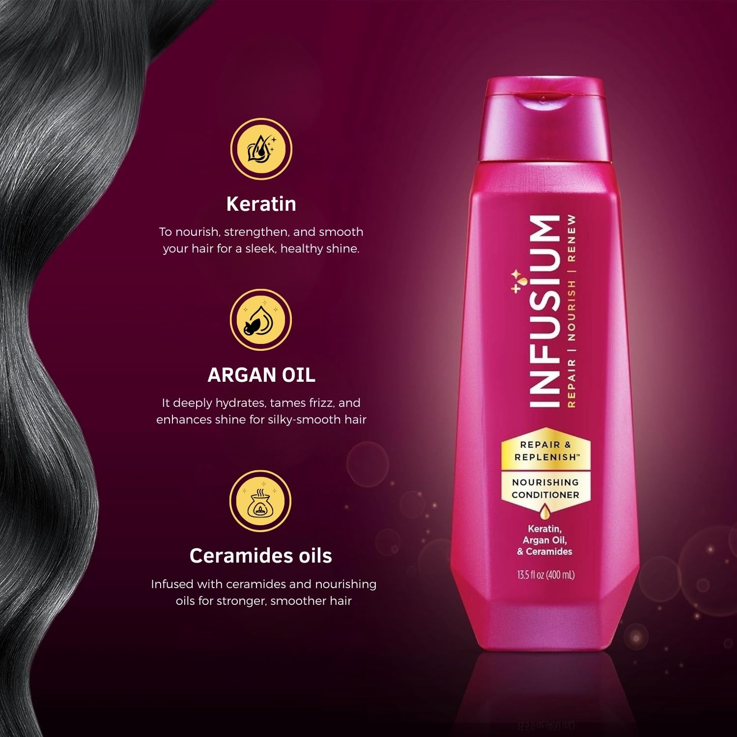 Infusium: hidratación profunda que penetra cada hebra para cabello hidratado.