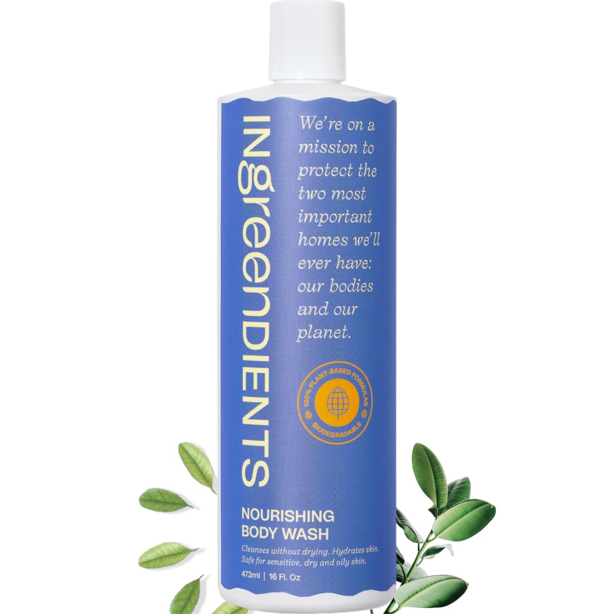 Ingreendients gel de ducha hidratante, botella visible para piel sensible y seca.