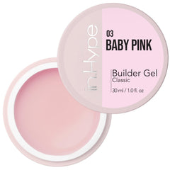 IN.HYPE Gel Builder Baby Pink 3 en acción, aplicación suave para forma y extensión de uñas.