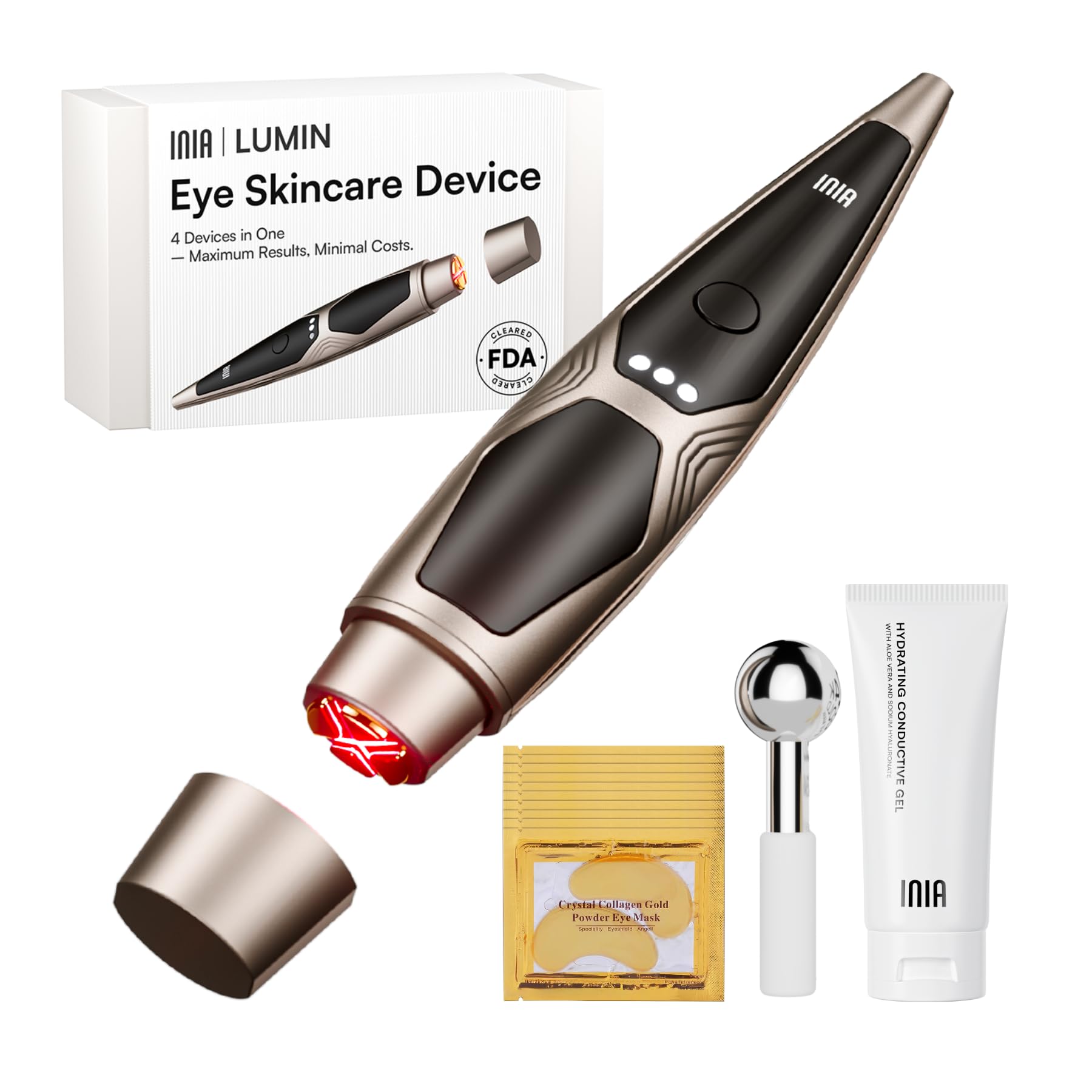 INIA LUMIN con luz roja para ojos, revitaliza la piel y reduce ojeras