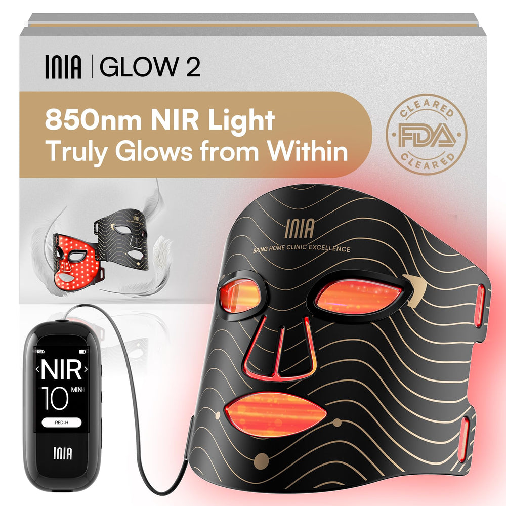 INIA mascarilla de luz roja para la cara, renovación superficial de la piel.