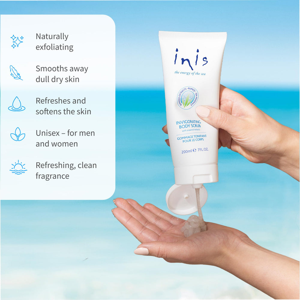 Inis exfoliante corporal aplicación manual: uso fácil y spa en casa.