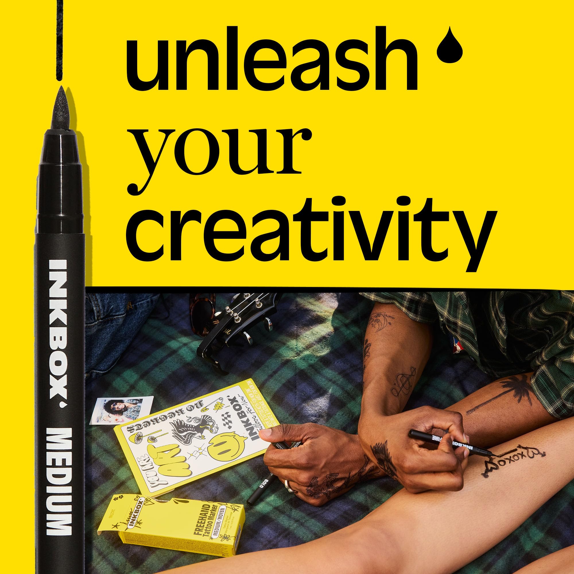 Inkbox Freehand Marker aplicación rápida para tatuajes temporales duraderos en piel.
