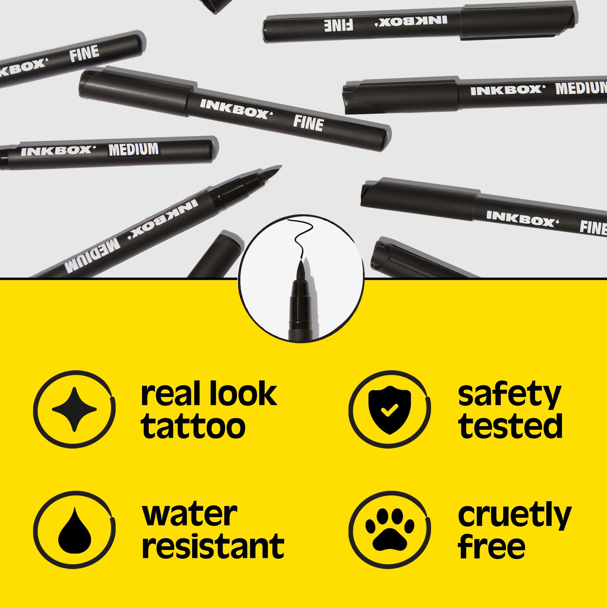 Inkbox Freehand Marker diseñado para todo tono de piel con seguridad y libre de crueldad.