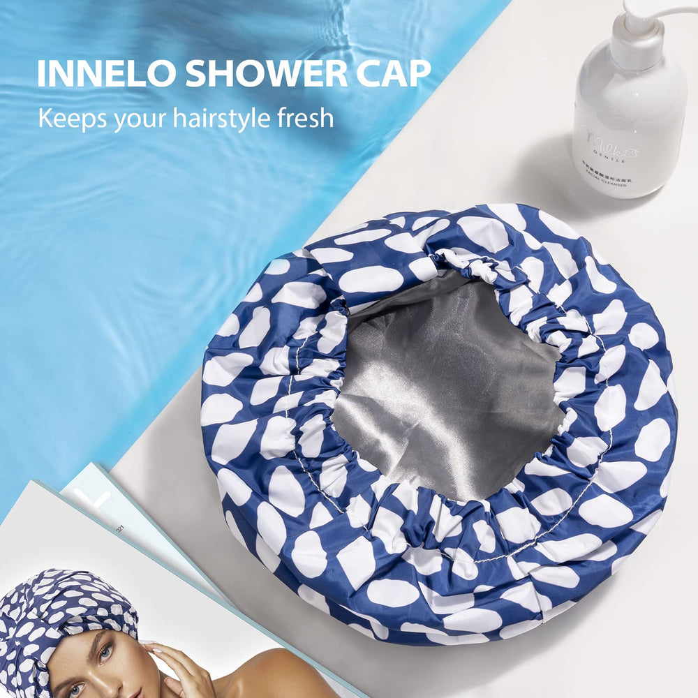 INNELO Gorro de ducha a prueba de humedad, azul y práctico para el baño.