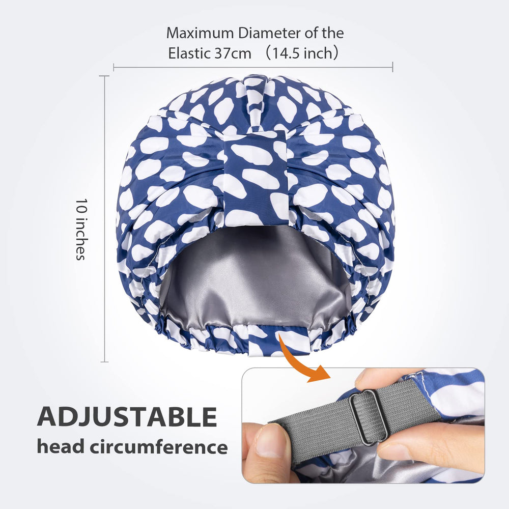 INNELO Gorro de ducha con forro satén azul, desliza suavemente.
