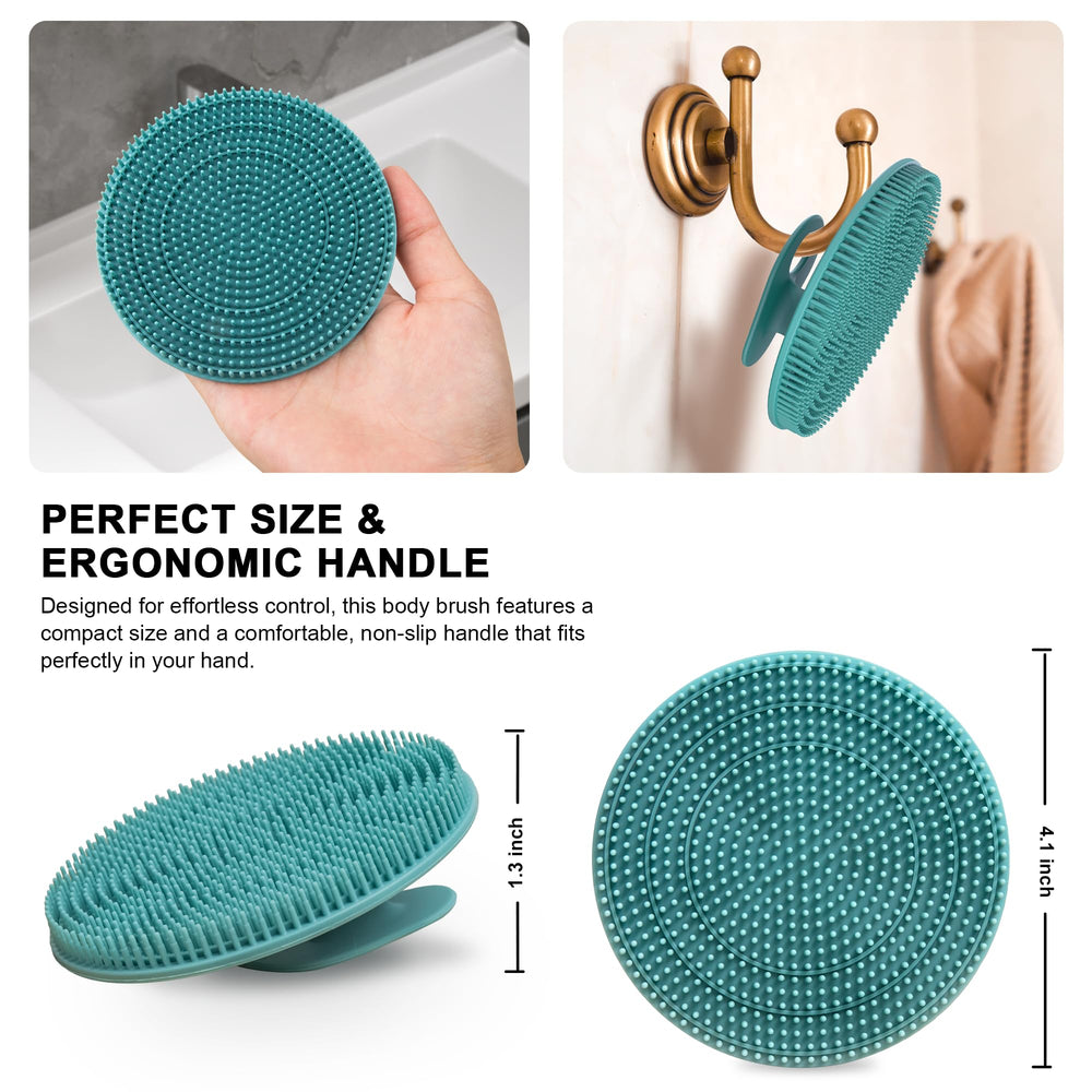 INNERNEED agarre ergonómico, silicona, enfoque verde oscuro y rosa, manejo cómodo.