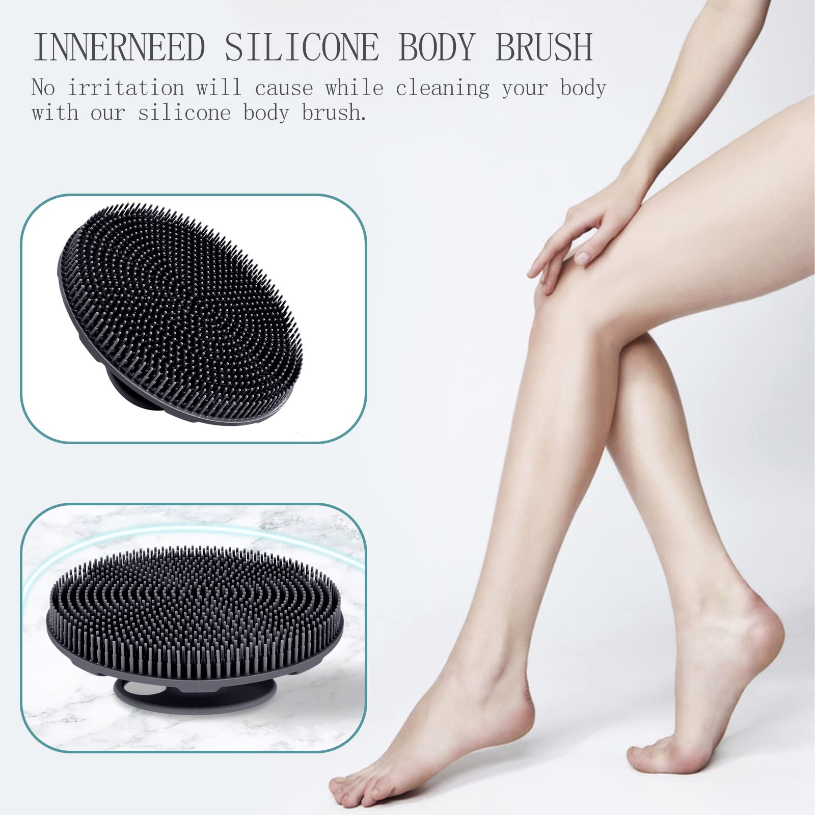 INNERNEED brillos silicona suave primer plano destacan limpieza profunda y cuidado de la piel.
