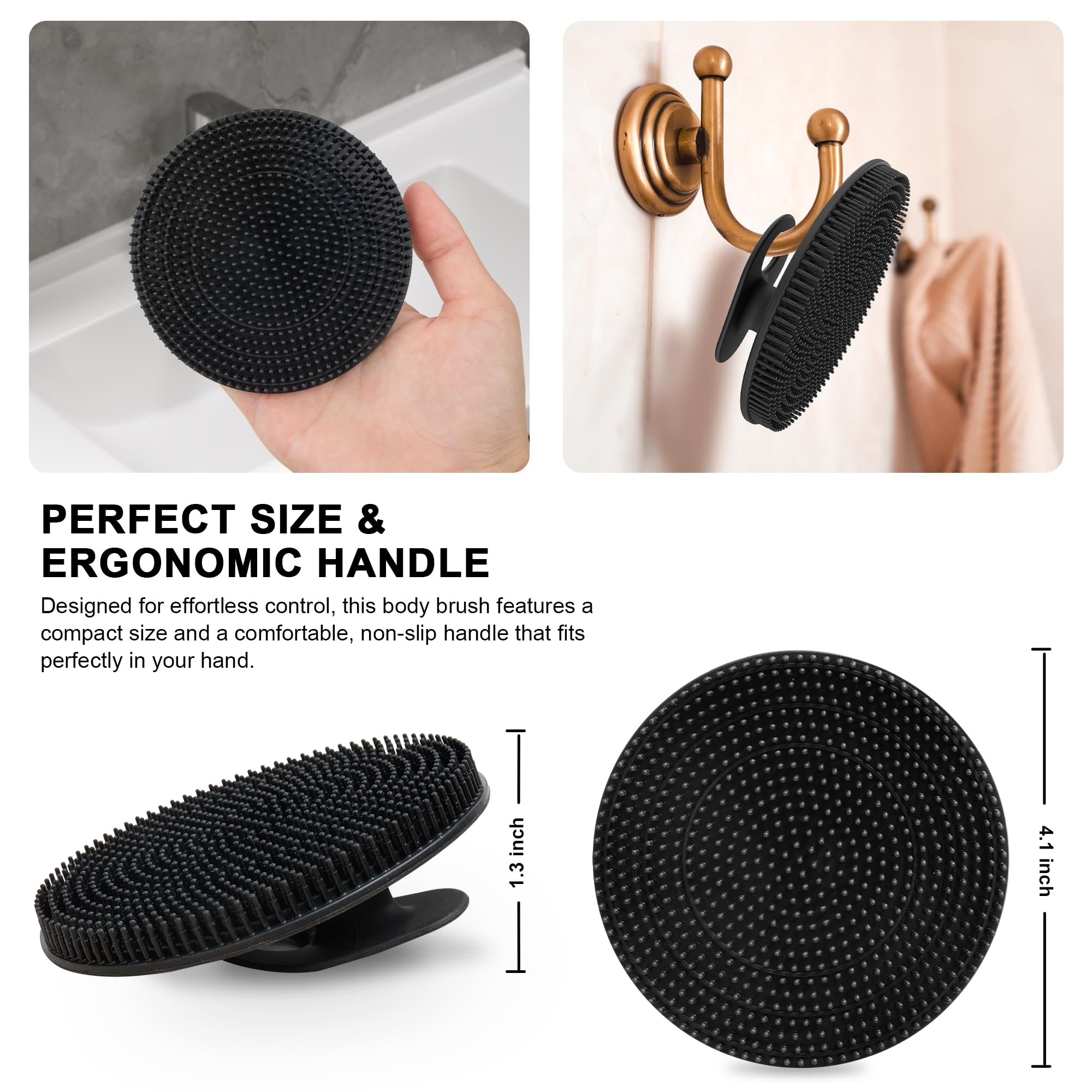 INNERNEED cepillo de cuerpo de silicona ergonómico para duchas confortables