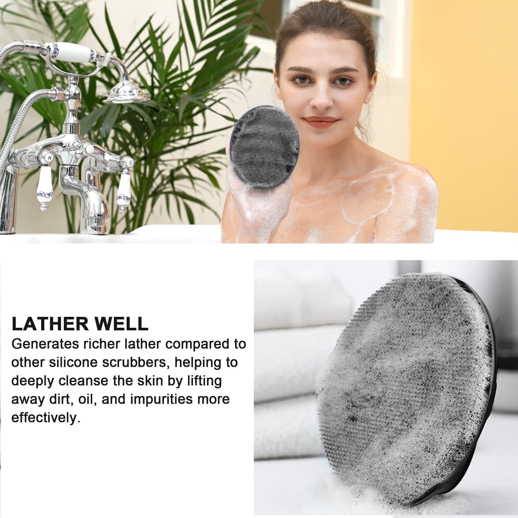 INNERNEED cepillo de ducha de silicona higienizante, fácil de limpiar y secado rápido.