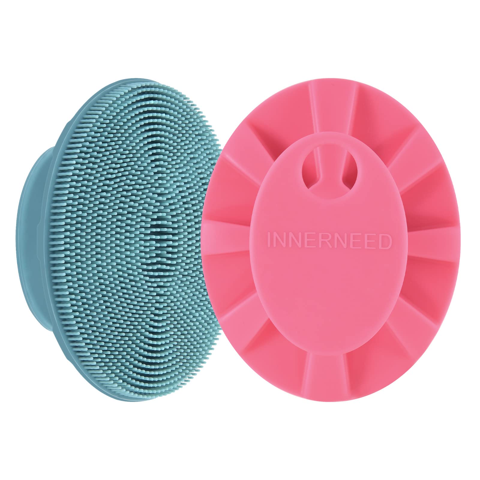 Innerneed cepillo exfoliante de silicona verde oscuro, limpieza facial suave y profunda.