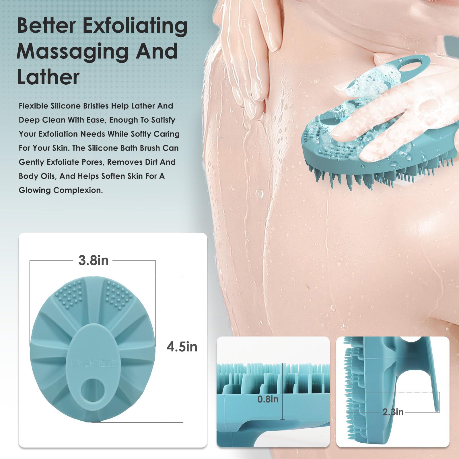 INNERNEED cepillo exfoliante de silicona duradero ideal para uso diario
