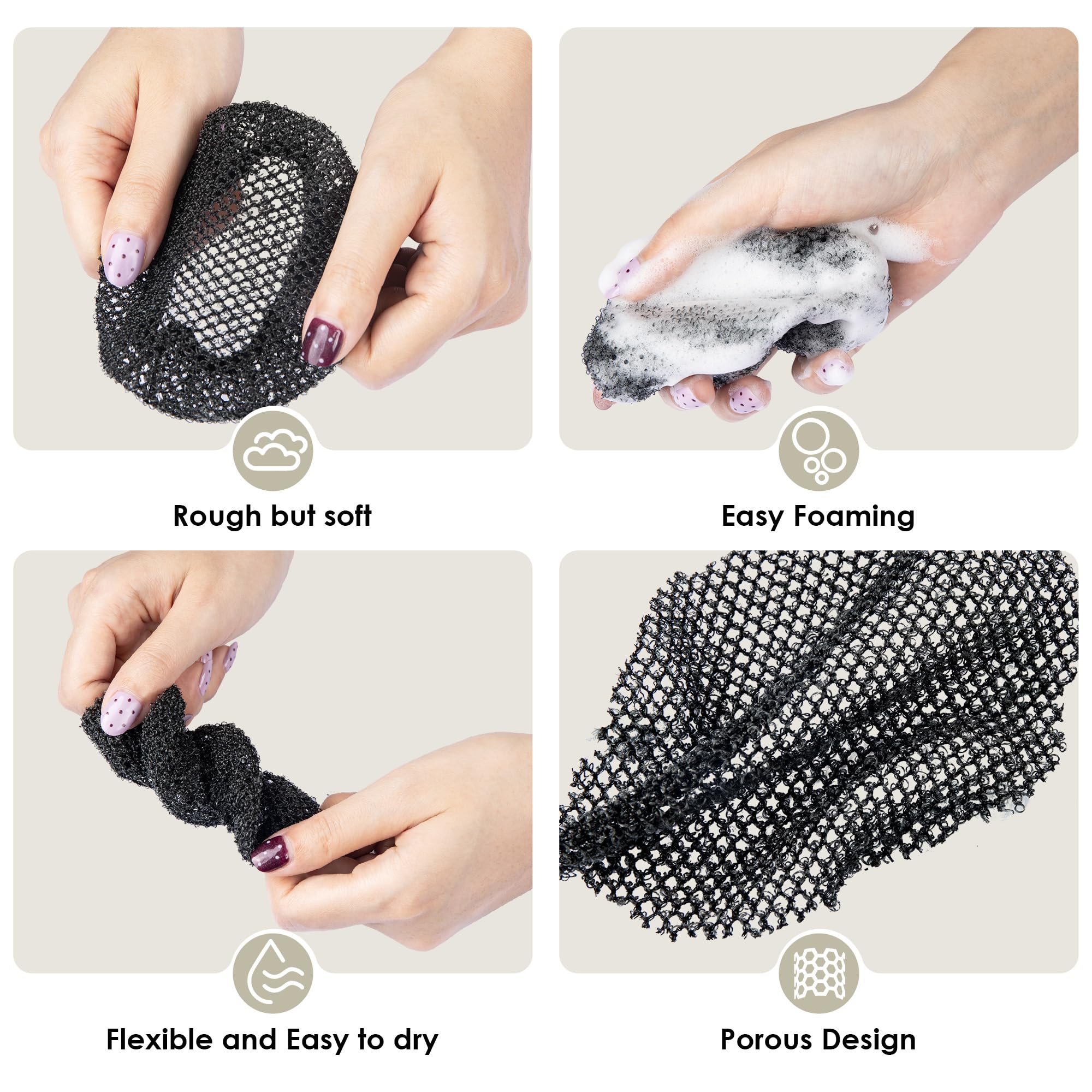 InnerNeed esponja de ducha de nylon para espuma abundante y limpieza.
