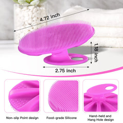 INNERNEED silicone body brush in purple and green for hygienic shower routine.