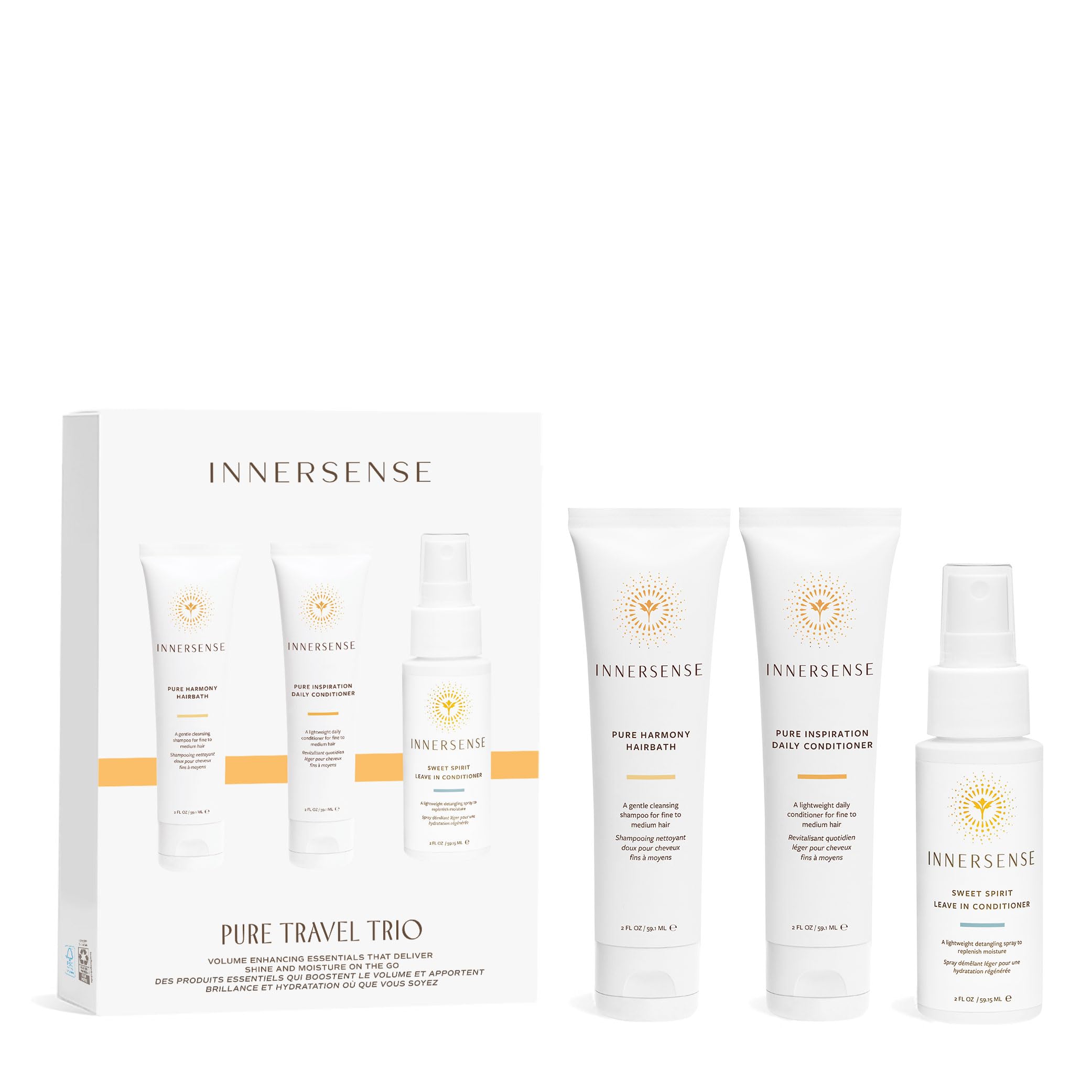 La botella de shampoo INNERSENSE Pure Harmony ofrece limpieza suave y volumen posible.