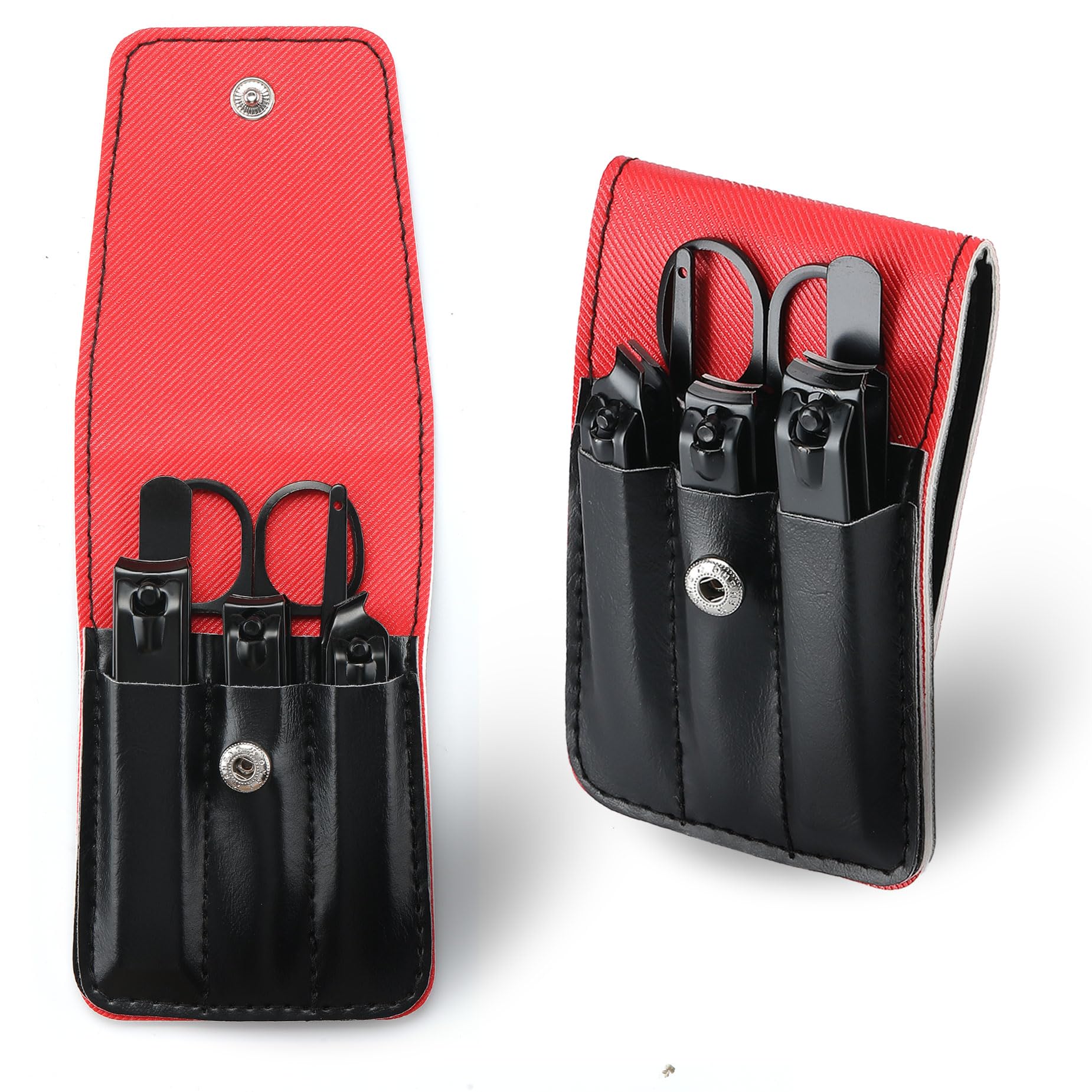 Insaizom kit manicura para hombre con caja de cuero PU negro, ideal para viaje.