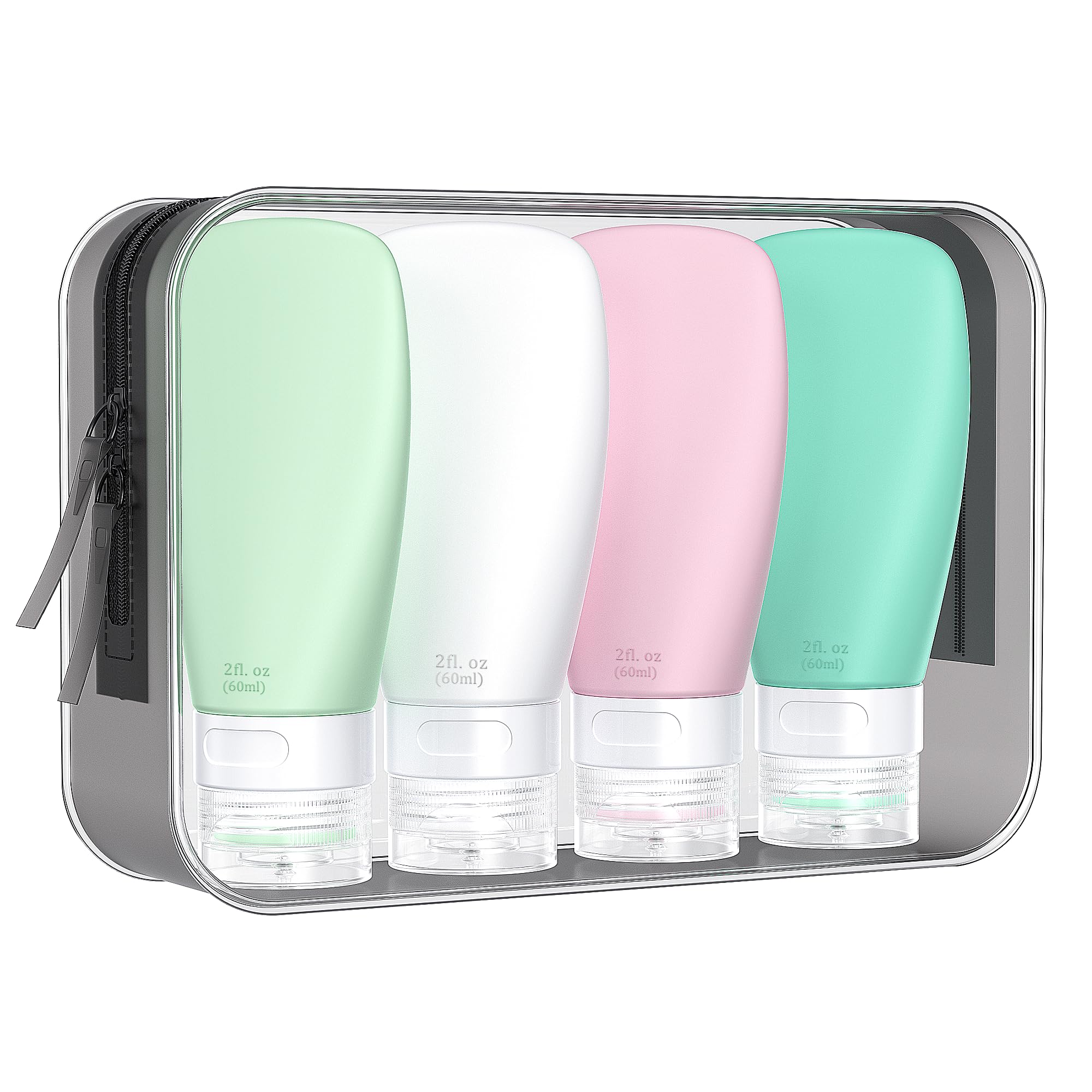Botellas de viaje INSFIT silicona 2oz con tapa a prueba de fugas para líquidos