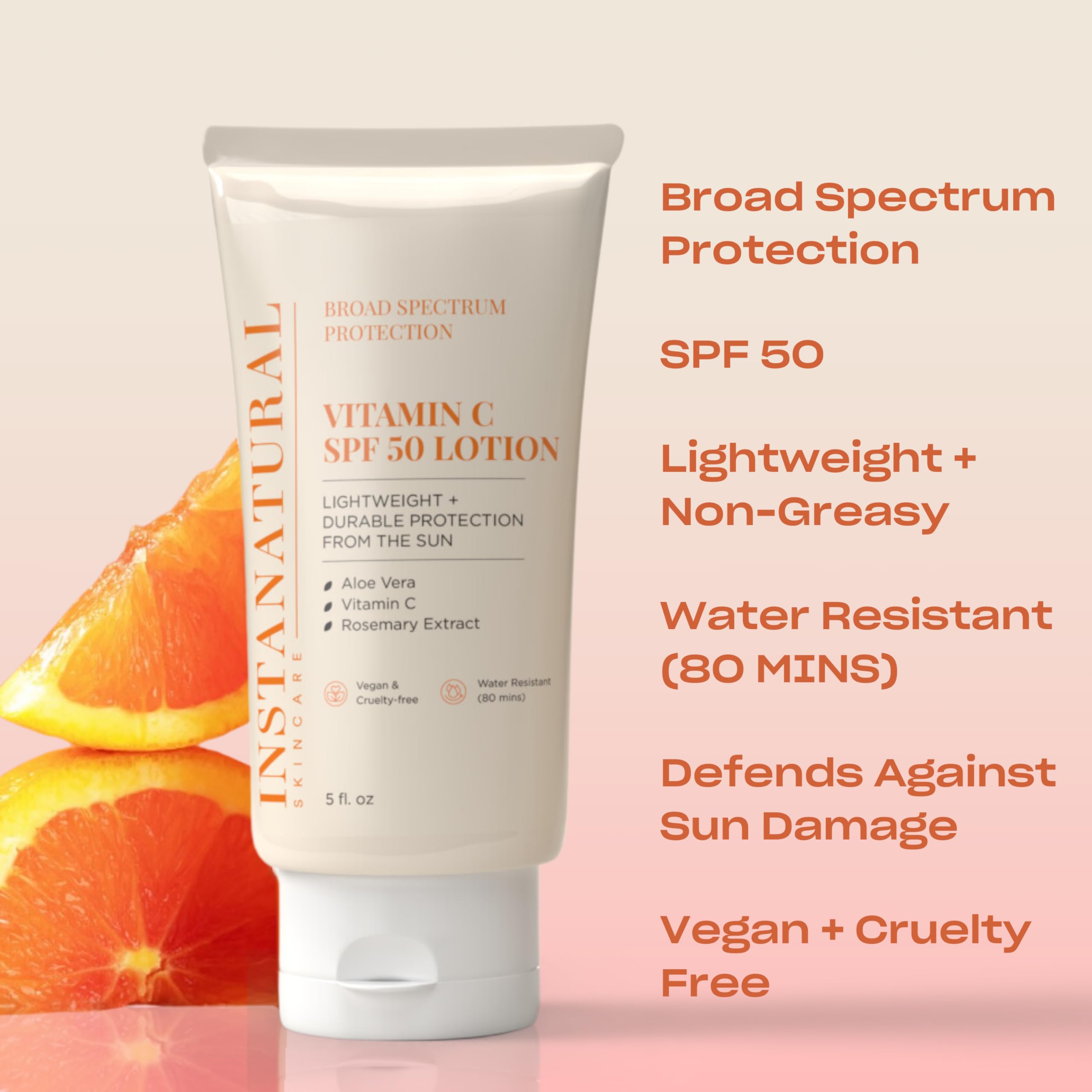 InstaNatural aplicación solar rostro y cuerpo, textura ligera que se absorbe rápidamente