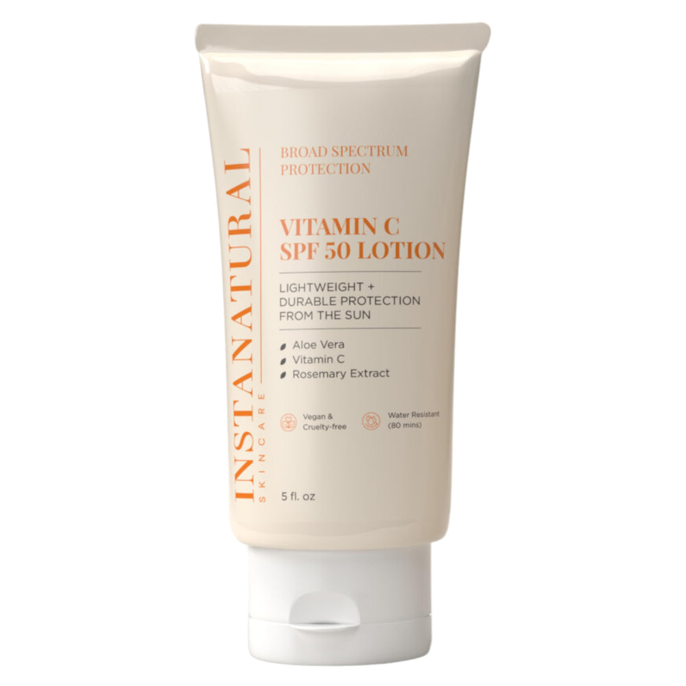 InstaNatural protector solar SPF 50 en envase crema, protección amplia para rostro y cuerpo