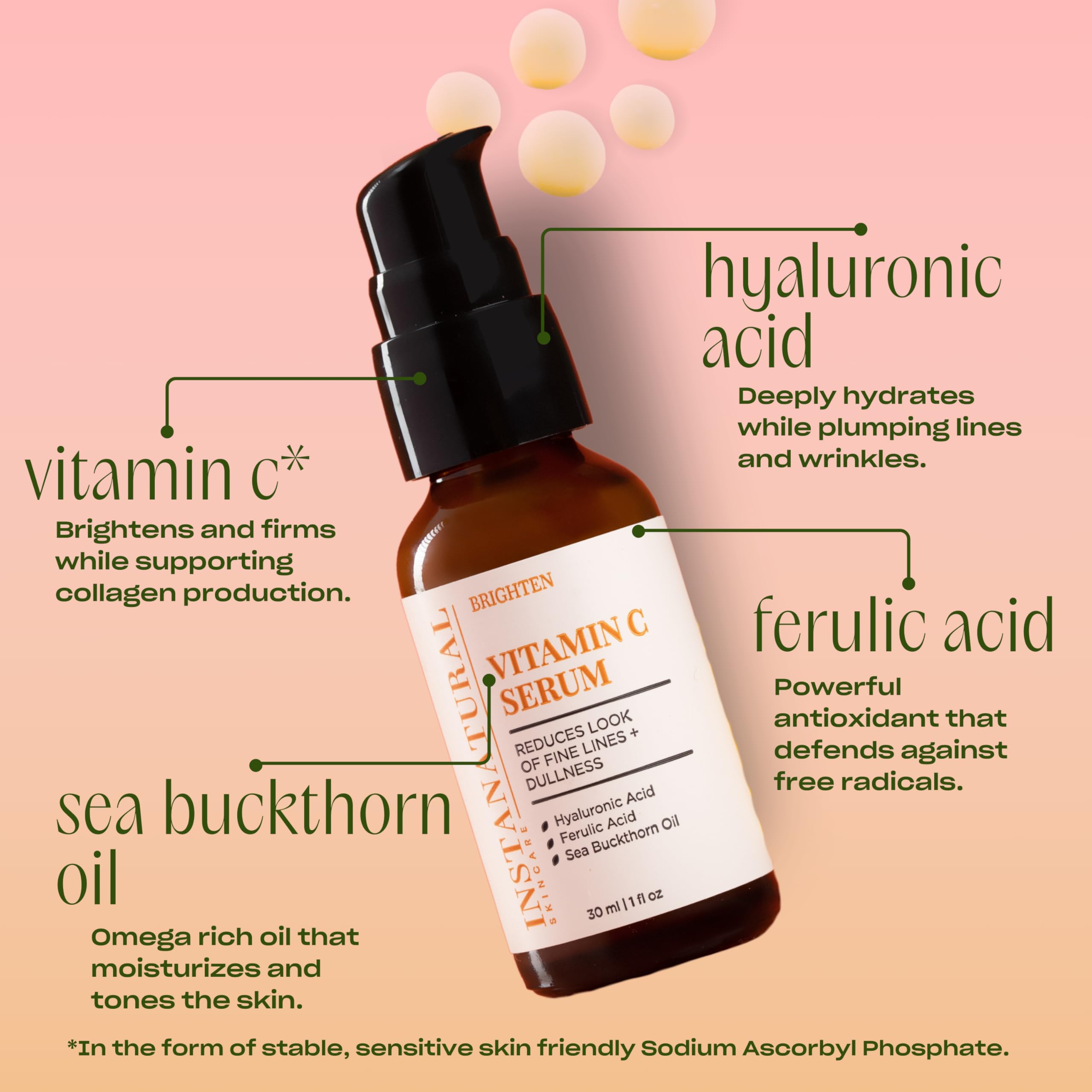 InstaNatural Serum Vitamina C, rutina de cuidado facial, complementa limpieza y humectante