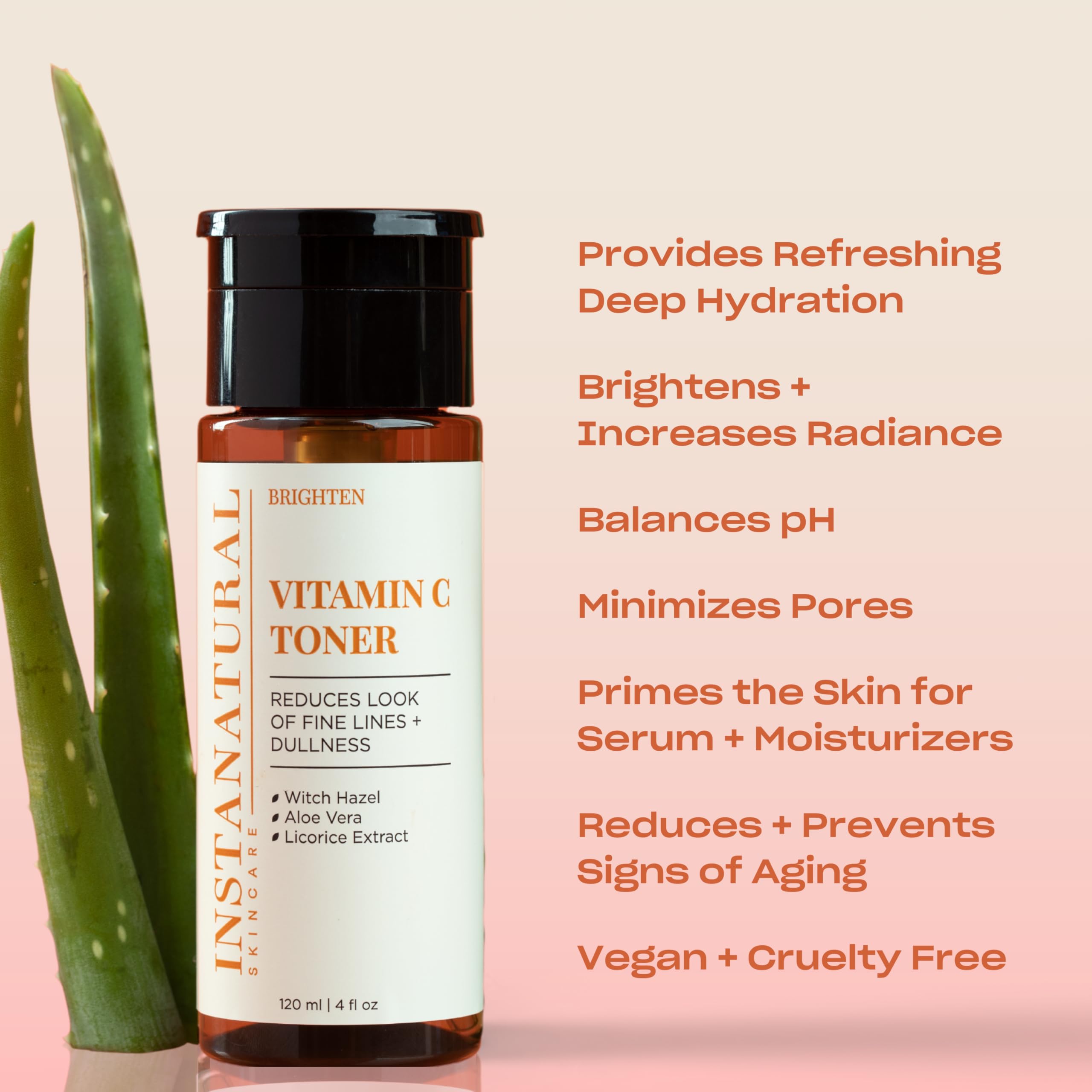 InstaNatural Tonico con hamamelis, lavanda y geranio, aroma suave y beneficios para la piel