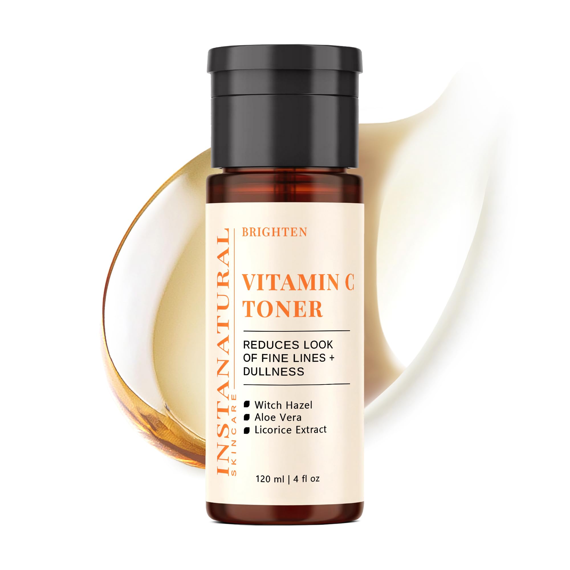 InstaNatural Tonico Facial Vitamina C, envase cercano, potencia luminosidad y frescura diaria
