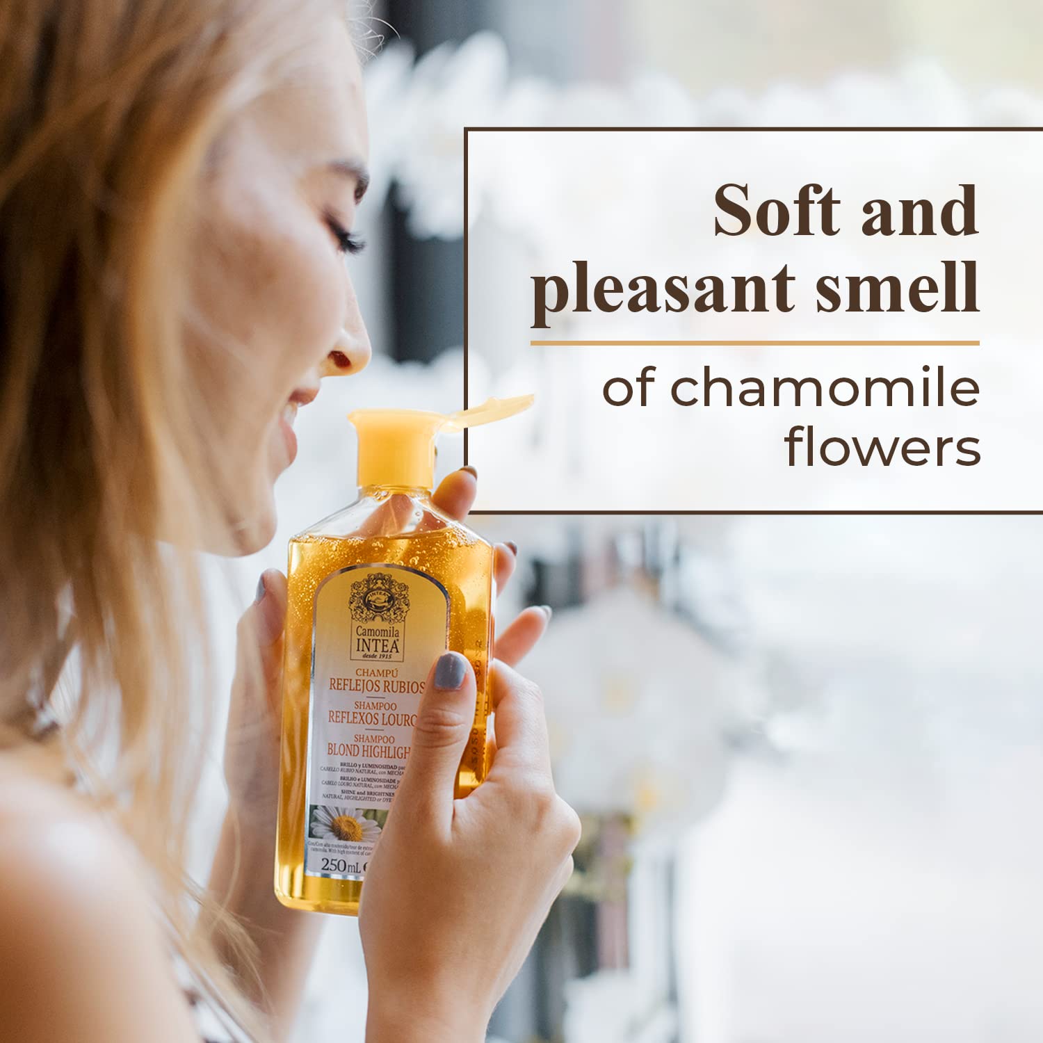 Intea Chamomile Shampoo, limpieza suave para rubios: ayuda a mantener el color.