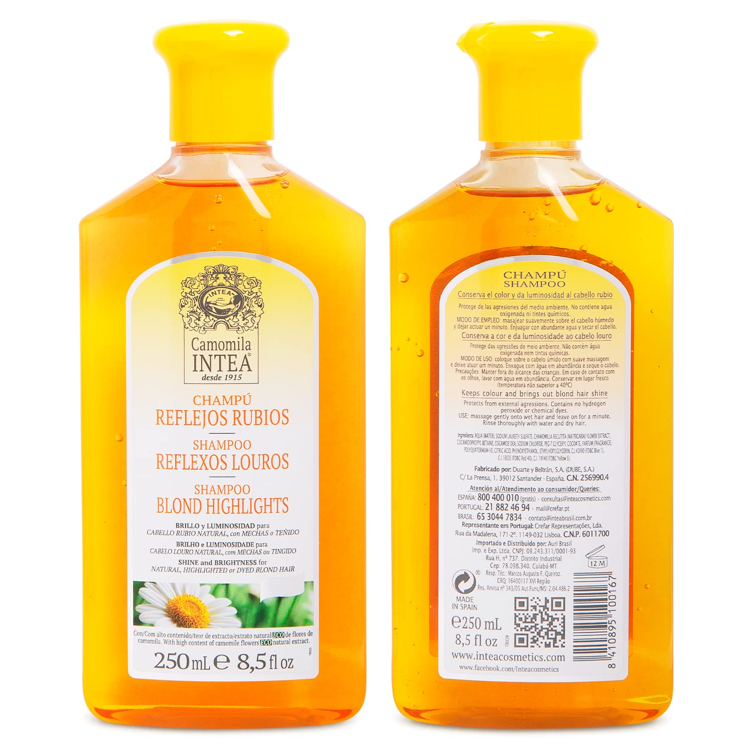 Intea Chamomile Shampoo, uso diario: cabello limpio y rubios brillantes.