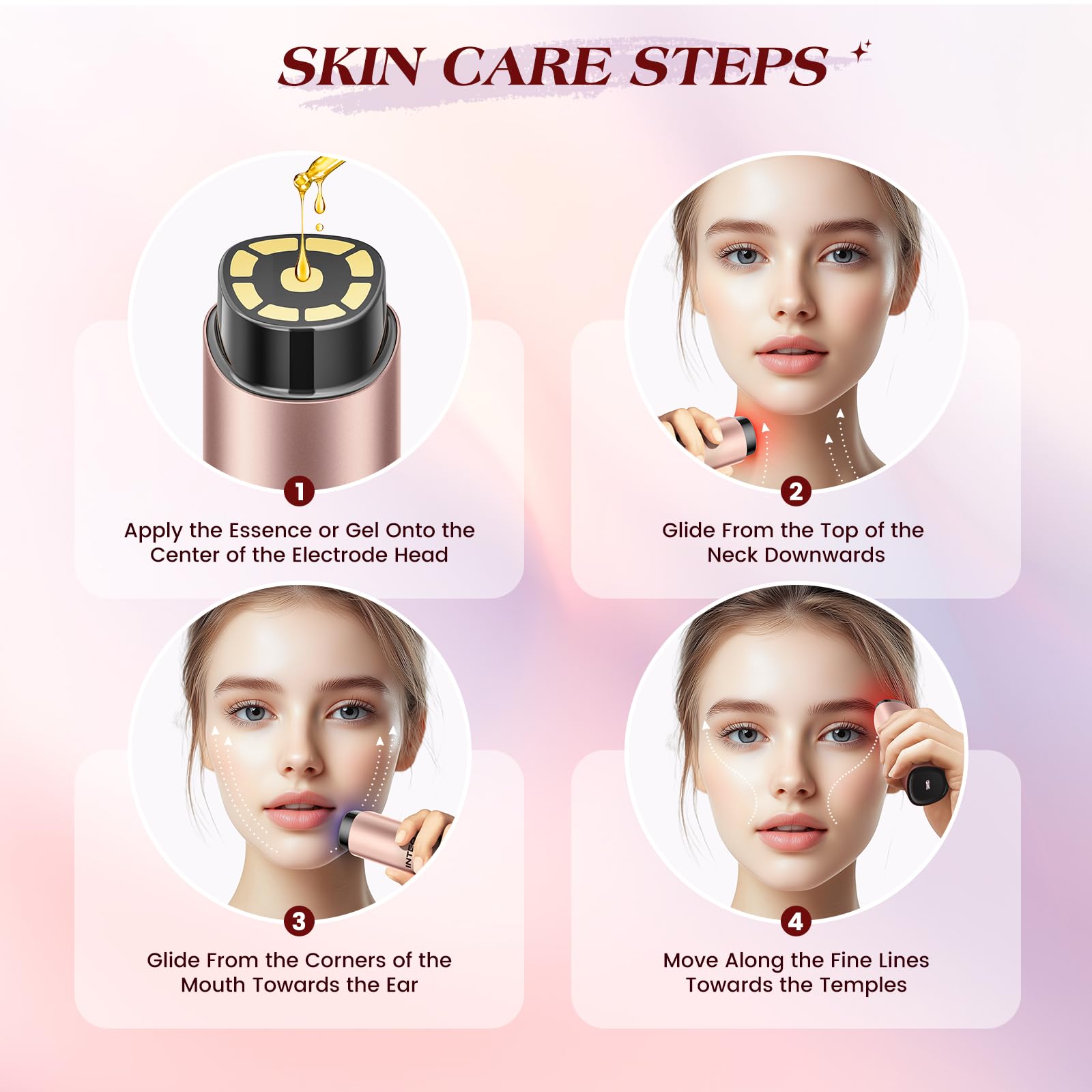 INTEO Microcurren Facial Device 1800mAh rechargeable battery for extended sessions