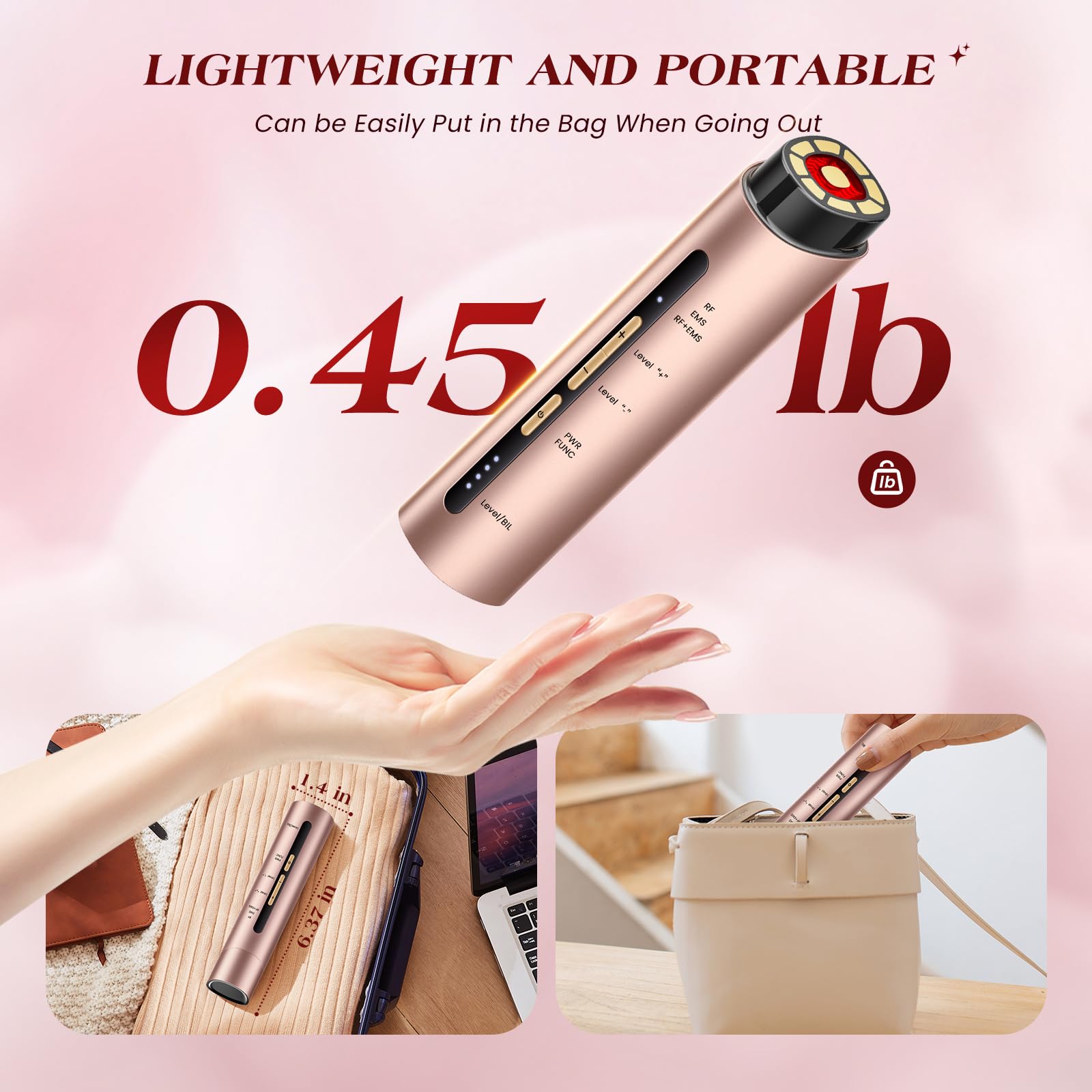 INTEO Microcurren Facial Device zinc alloy electrodes for safe sessions