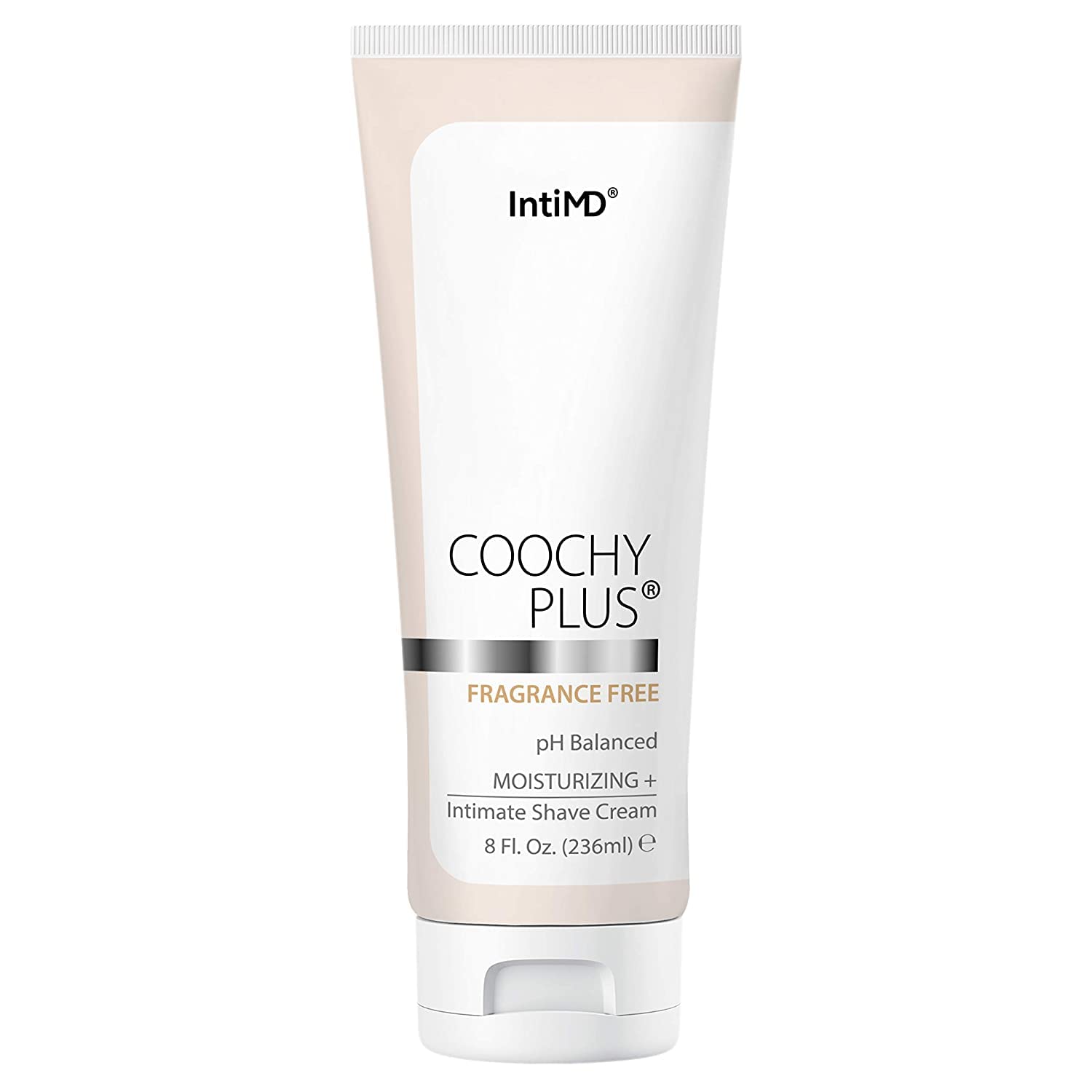 IntiMD Coochy Plus crema de afeitado íntimo, suaviza la piel sensible para un rasurado cómodo.