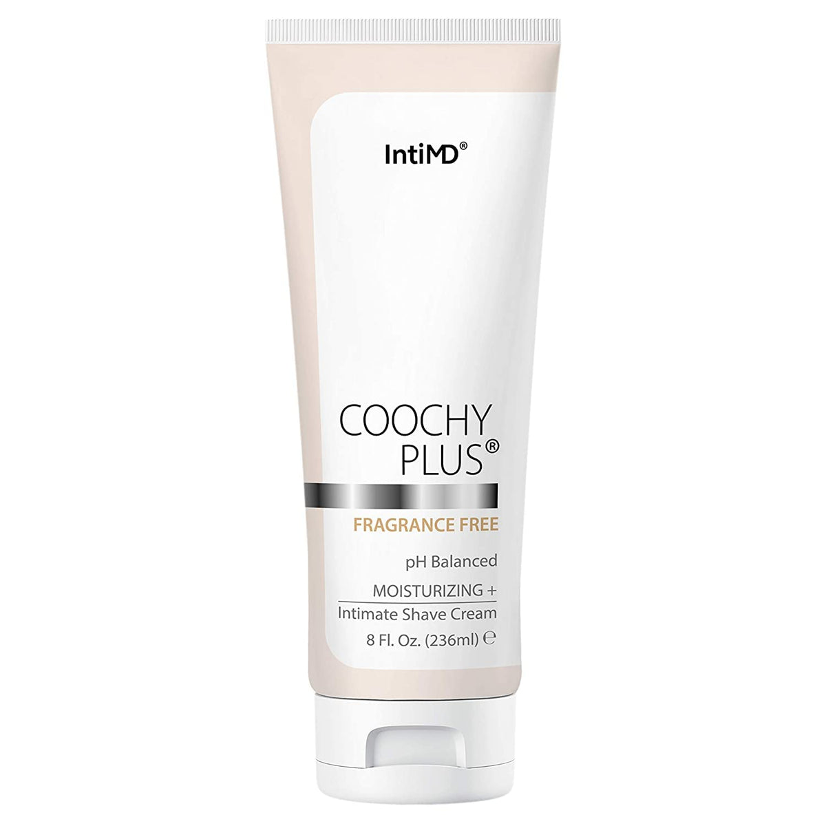 IntiMD Coochy Plus crema de afeitado íntimo, suaviza la piel sensible para un rasurado cómodo.
