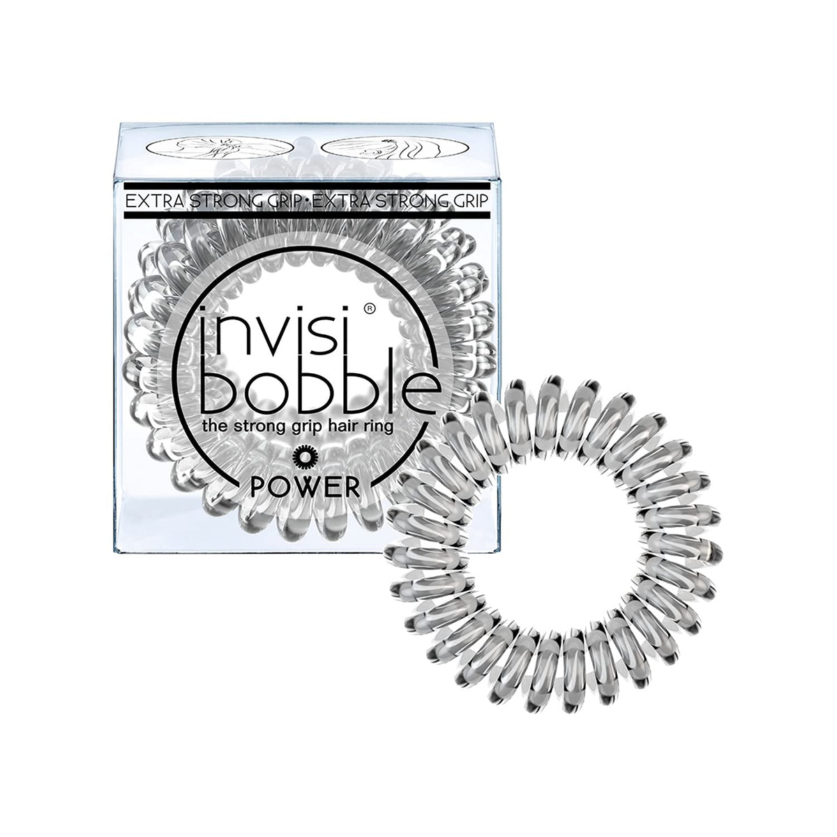 invisibobble Potencia espiral cristal claro, sujeción firme para cabello abundante durante entrenamientos