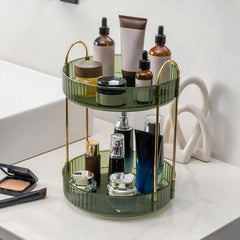 INVSSENE organizador-maquillaje-360-grados-dos-niveles facilita acceso rápido a cosméticos.