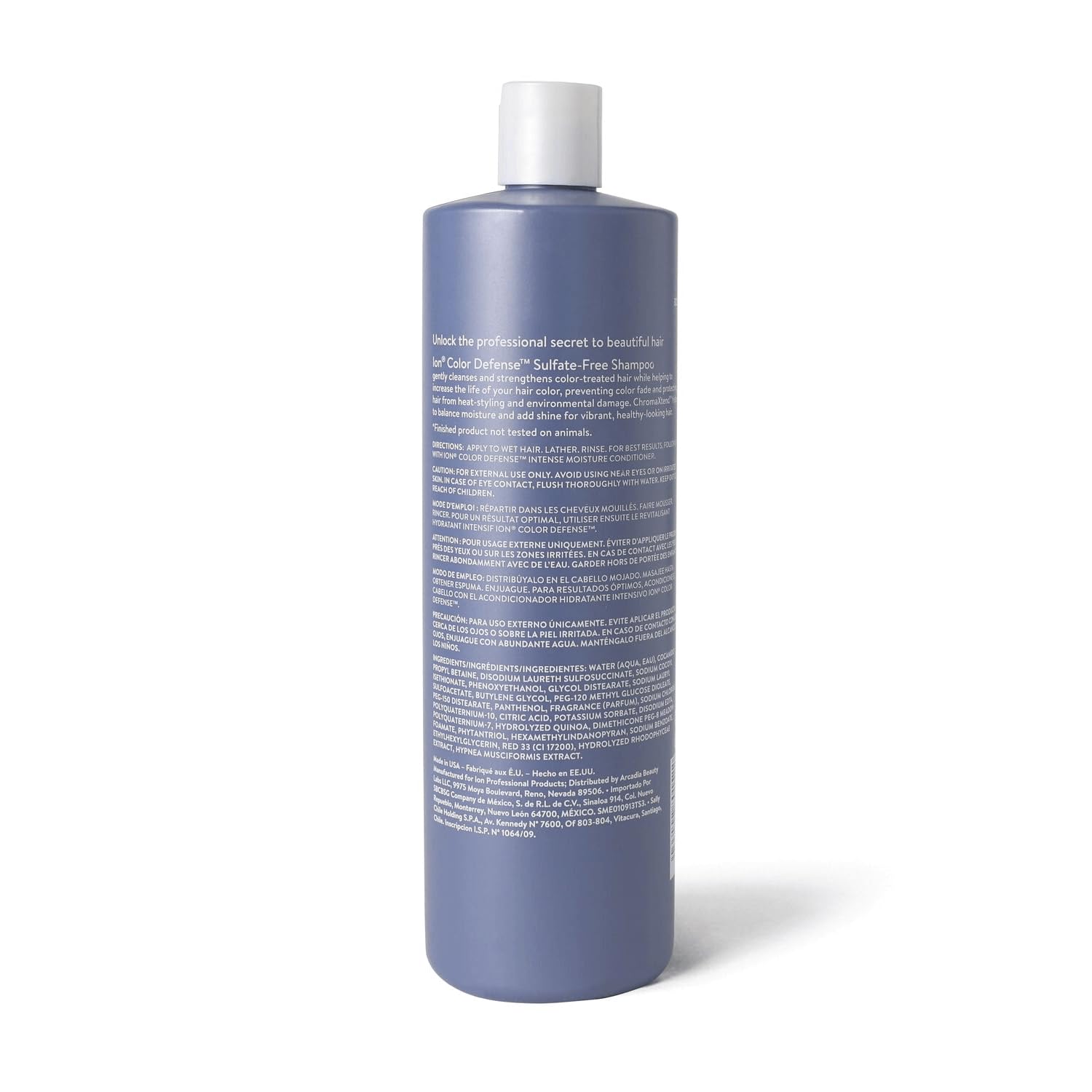Ion Color Defense champú, espuma suave, limpieza delicada para cabello teñido.