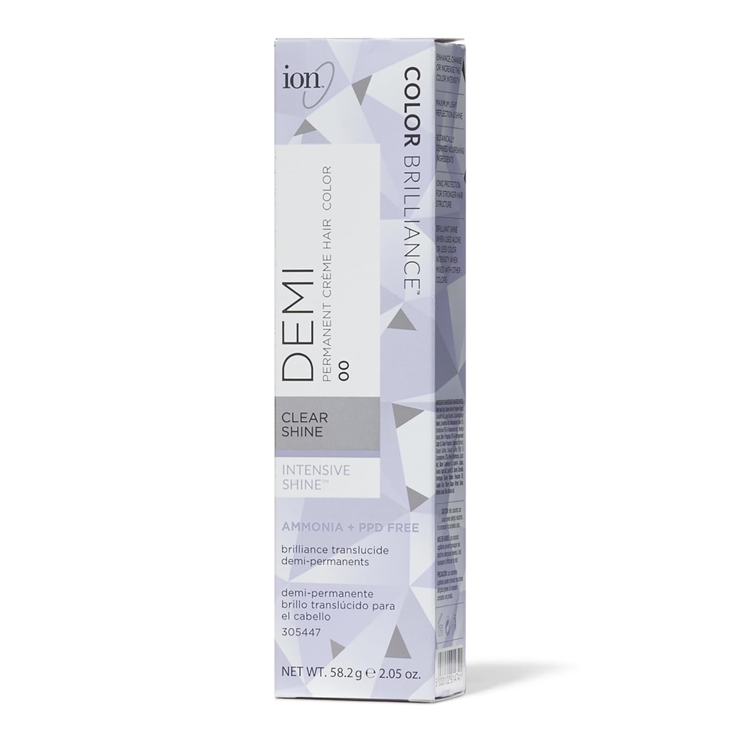 Ion Intensive Shine 00 Clear, empaque compacto y coloración sin amoníaco para cabello suave.